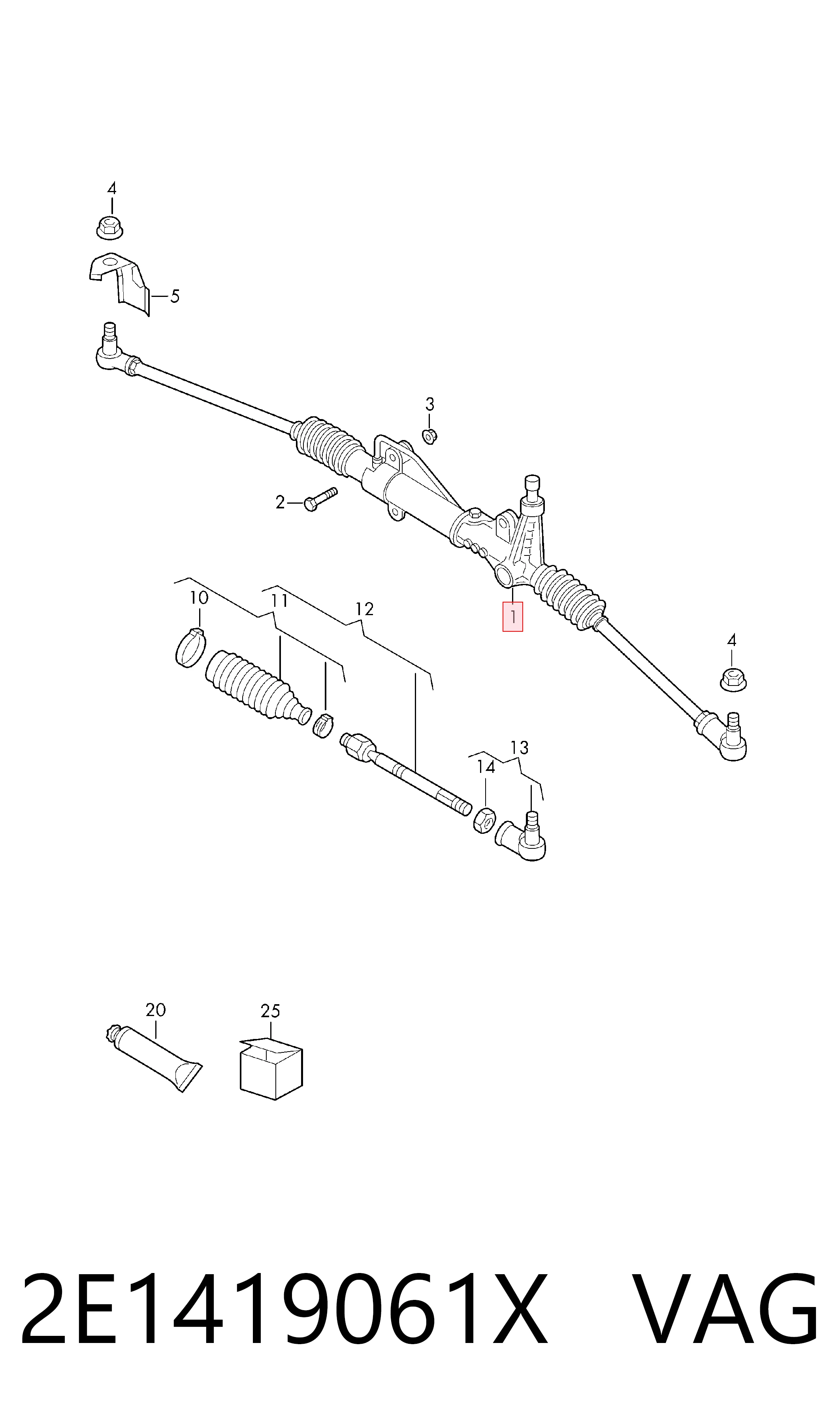 Cremalheira da direção Volkswagen Crafter  2E, 2EA, 2EB, 2ED, 2EH, 2EX ao melhor preço