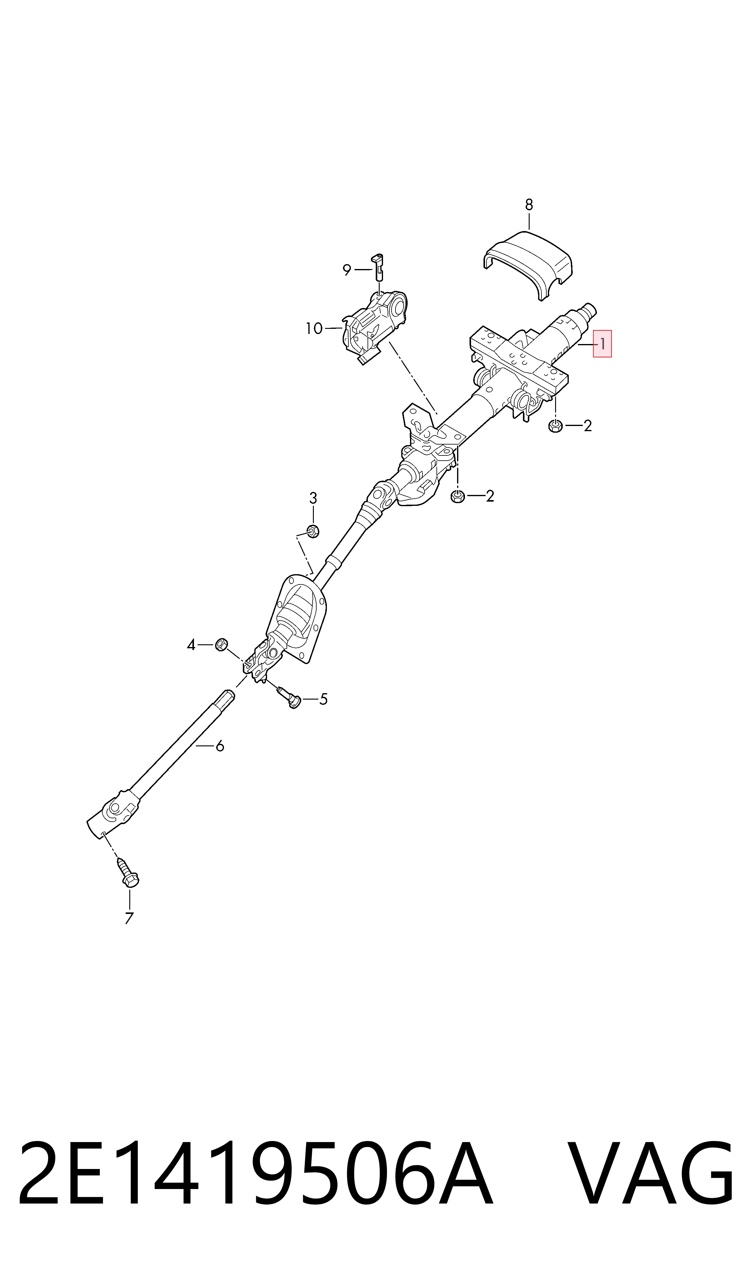 Coluna da direção Volkswagen Crafter  2F, 2FC, 2FF, 2FG,2FL, 2FM ao melhor preço