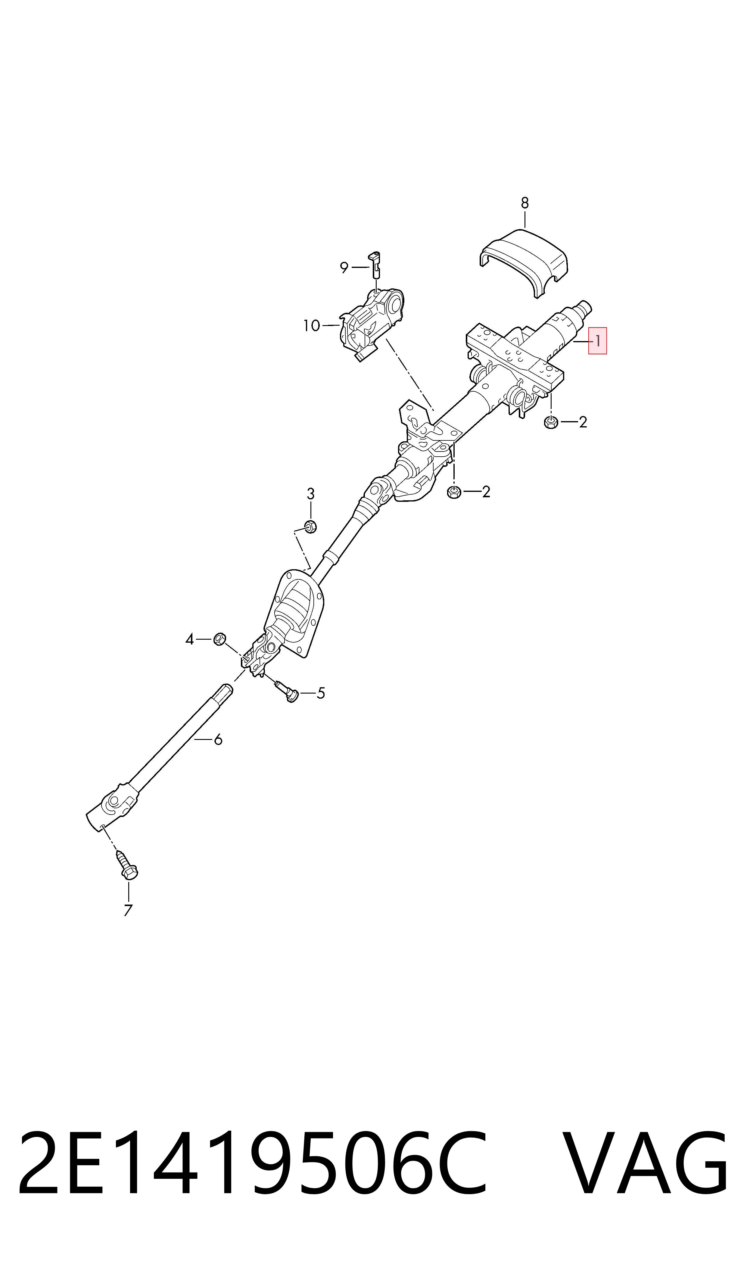 Coluna da direção para Volkswagen Crafter 2F, 2FC, 2FF, 2FG,2FL, 2FM
