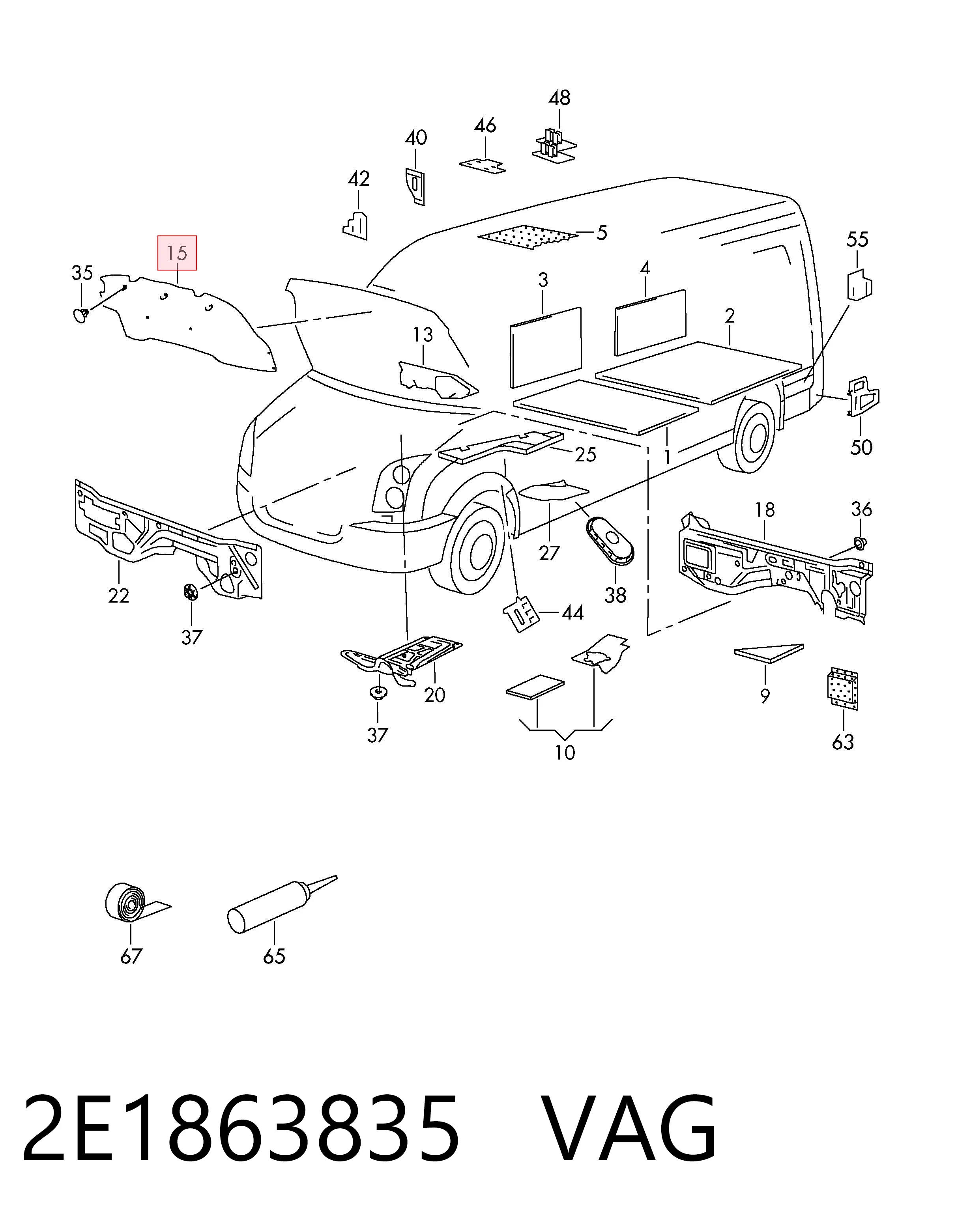 Isolamento de ruído da capota Volkswagen Crafter  2F, 2FC, 2FF, 2FG,2FL, 2FM ao melhor preço