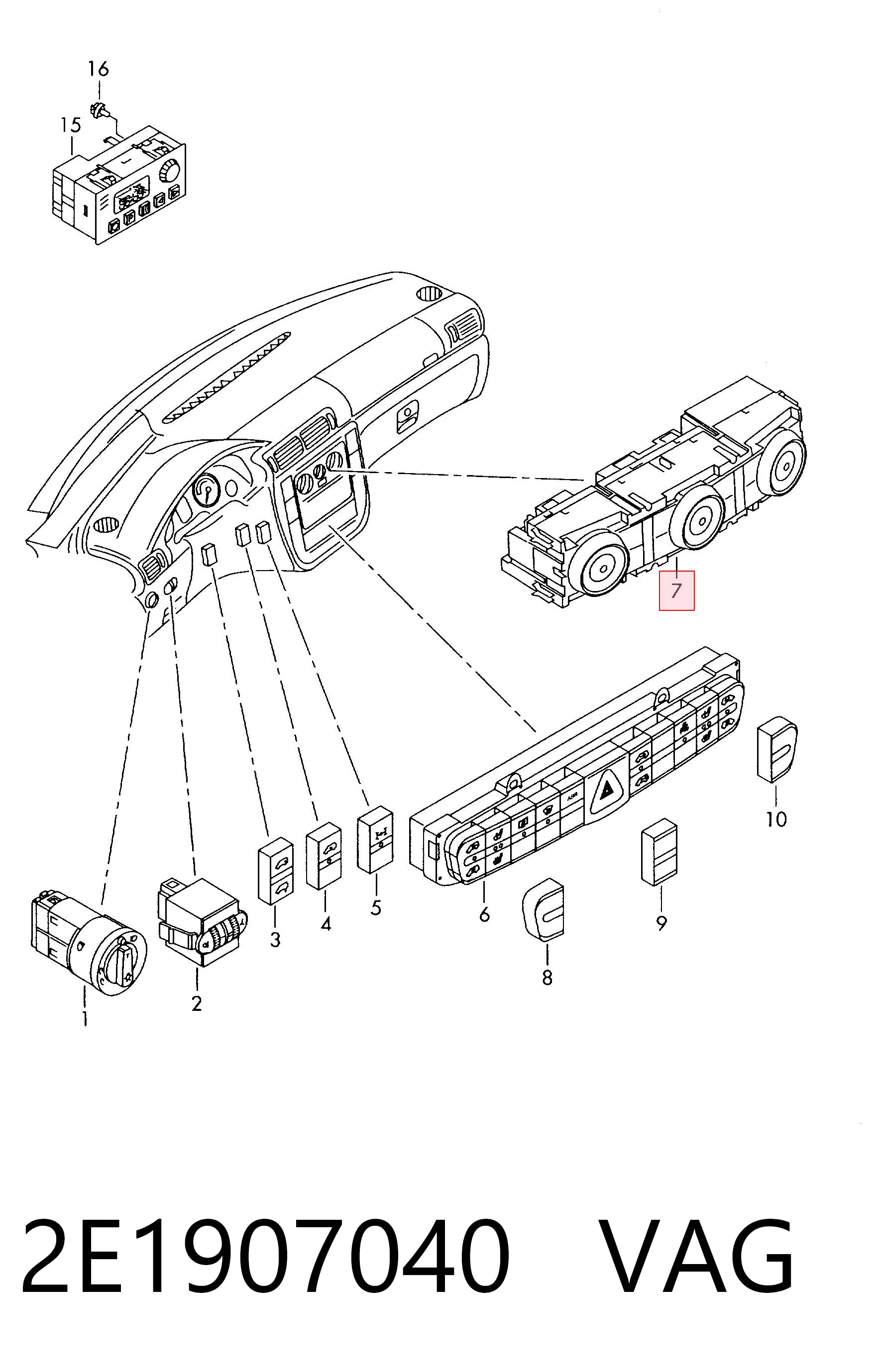 Unidade de controlo dos modos de aquecimento/condicionamento para Volkswagen Crafter 30-50 2F, 2FC, 2FF, 2FG,2FL, 2FM