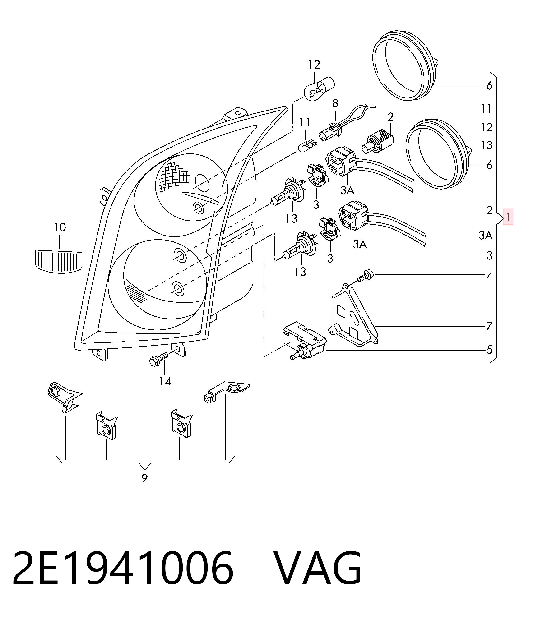 2E1941006 VAG Luz direita