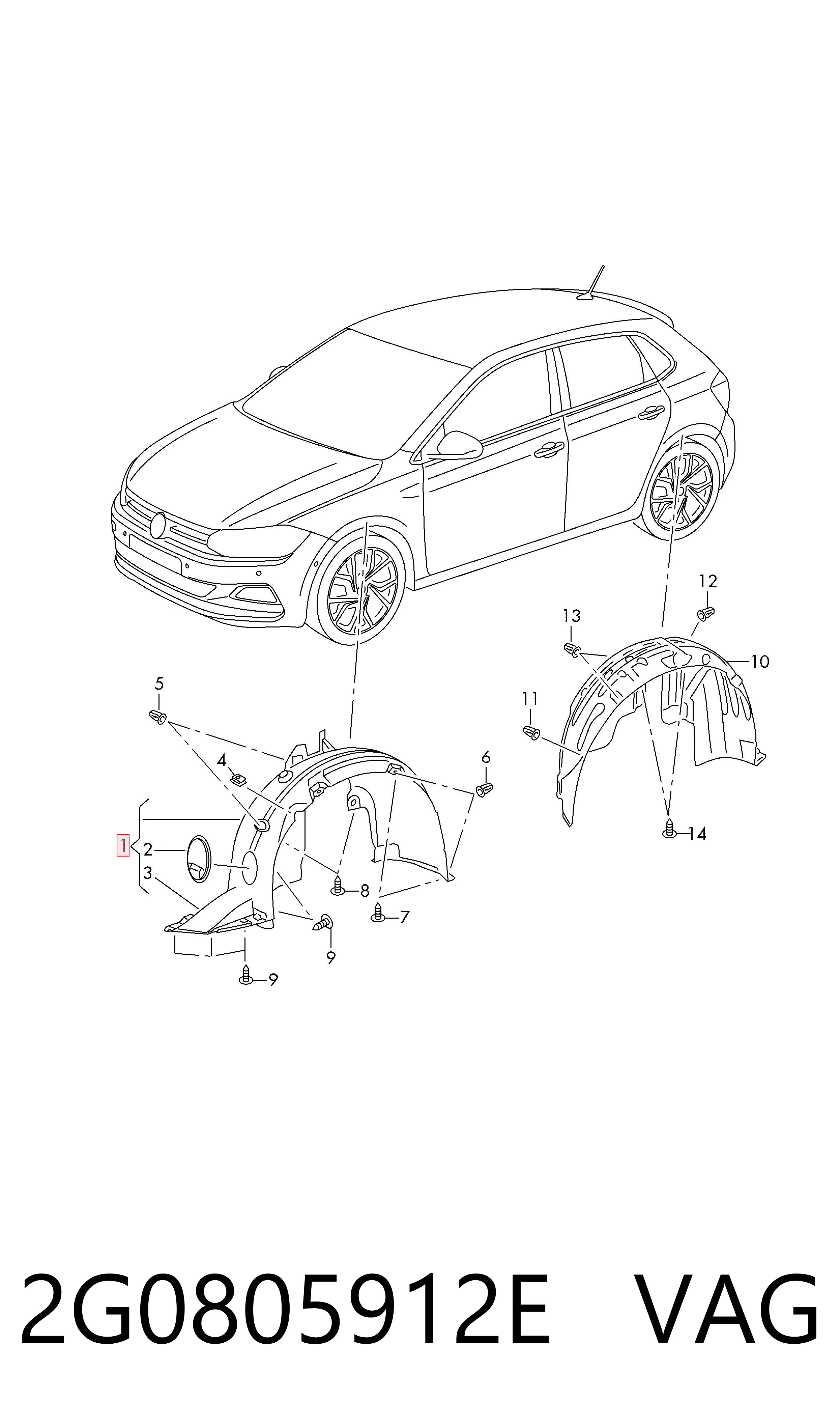Compre Guarda-barras direito do pára-lama dianteiro Volkswagen Polo 6