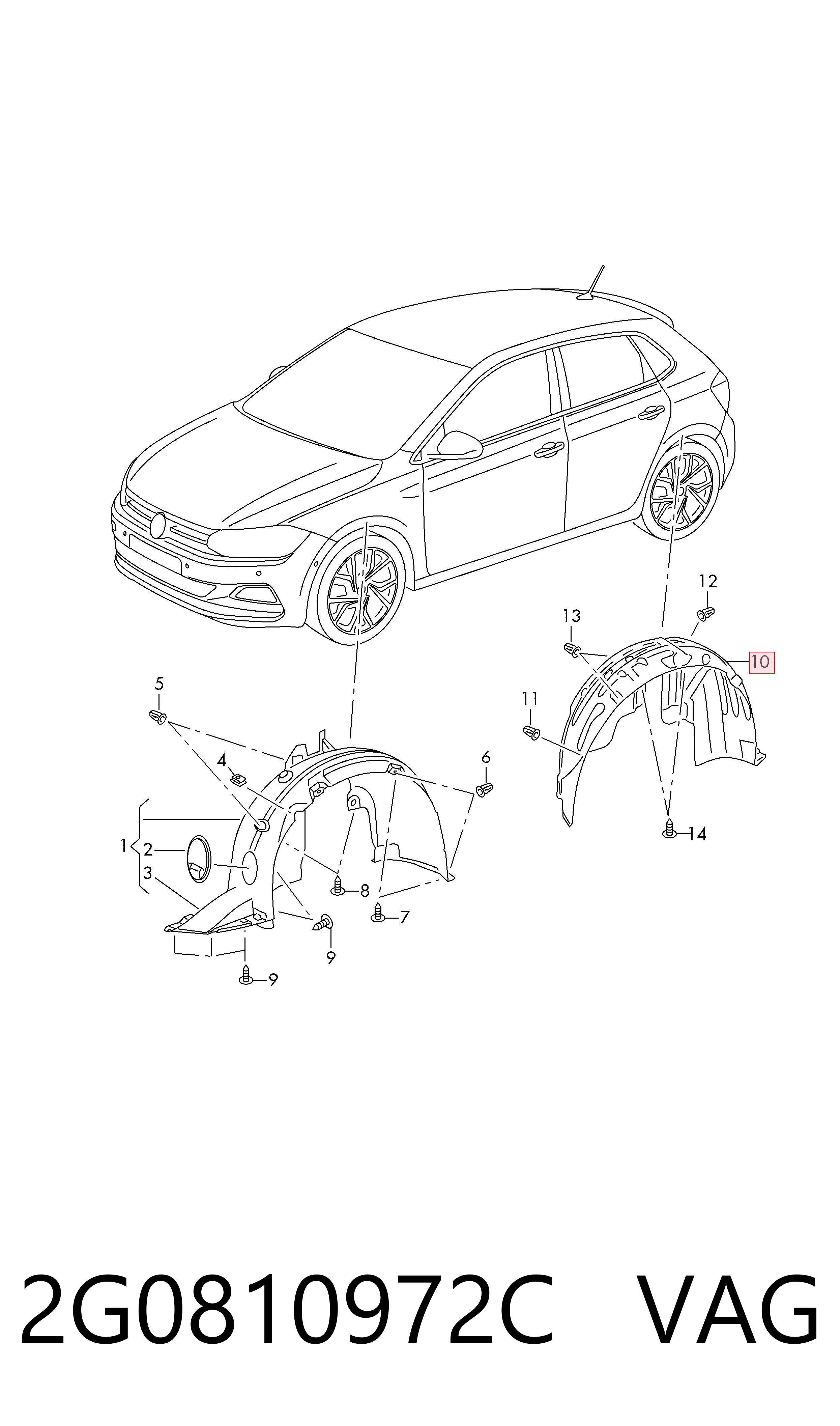 Guarda-barras direito do pára-lama dianteiro Volkswagen Polo VI AW1, BZ1, AE1 ao melhor preço