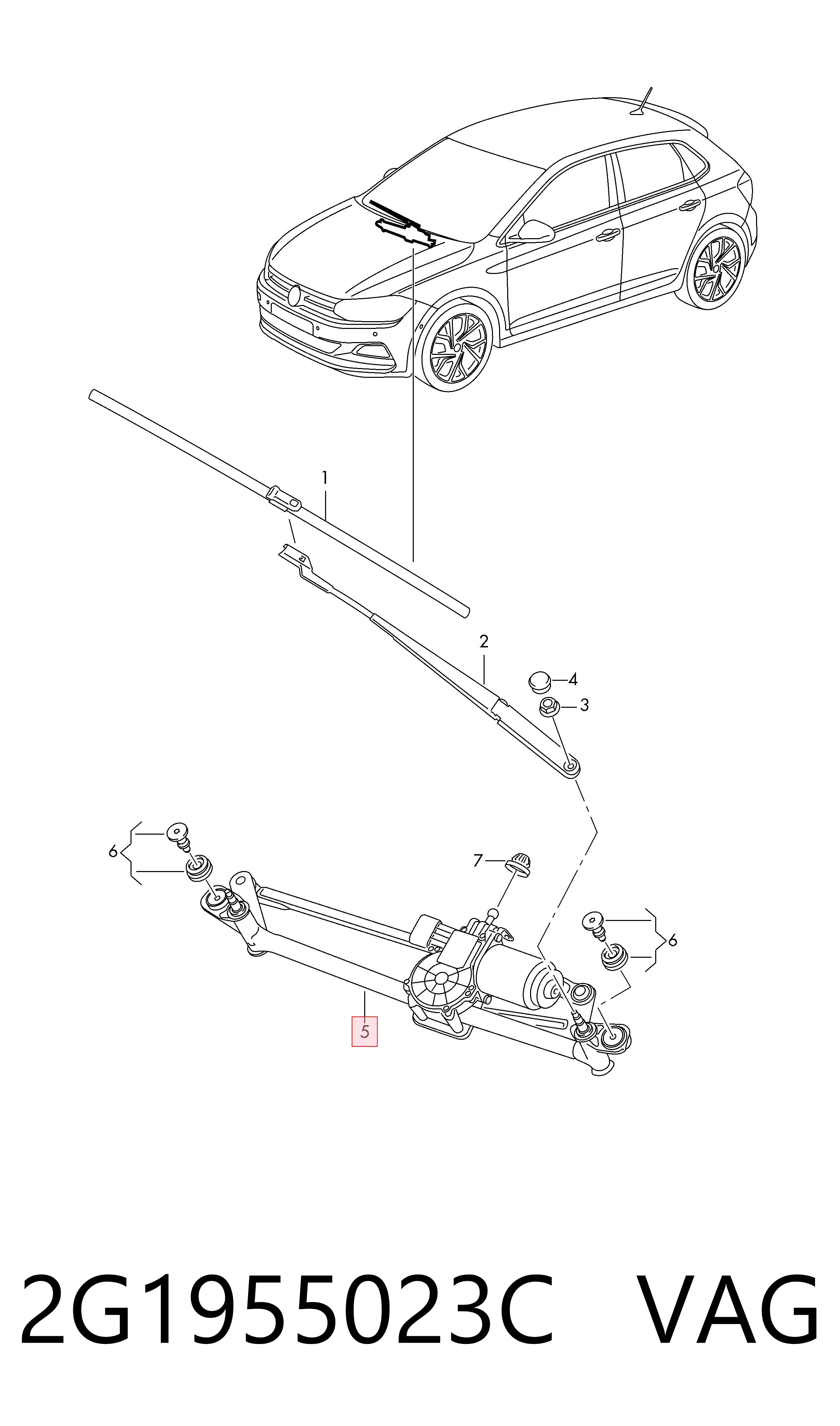 Trapézio de limpador pára-brisas VAG 2G1955023C preço, a partir de 185,58 USD