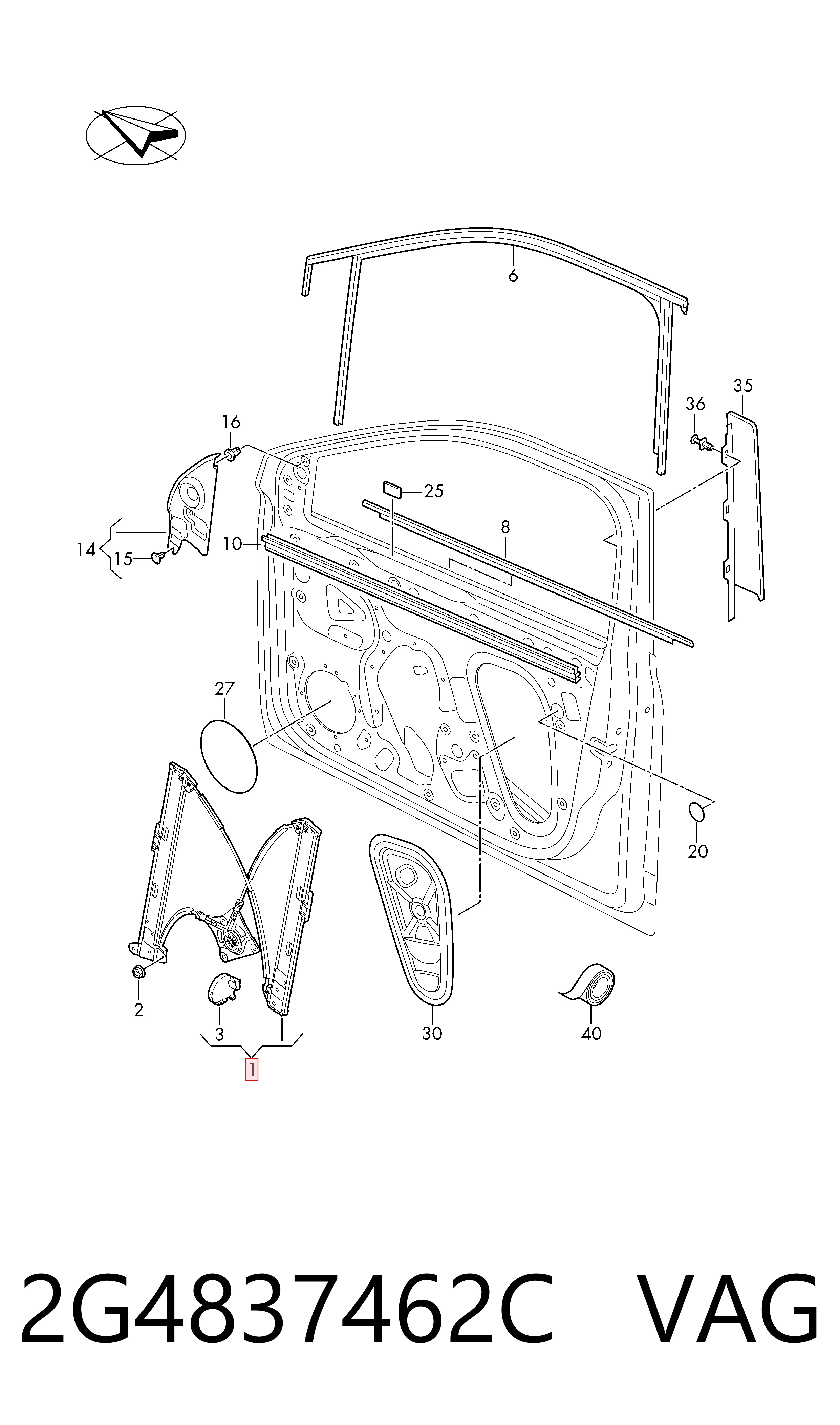 Mecanismo de acionamento de vidro da porta dianteira direita Volkswagen Polo preço, a partir de 35,13 USD