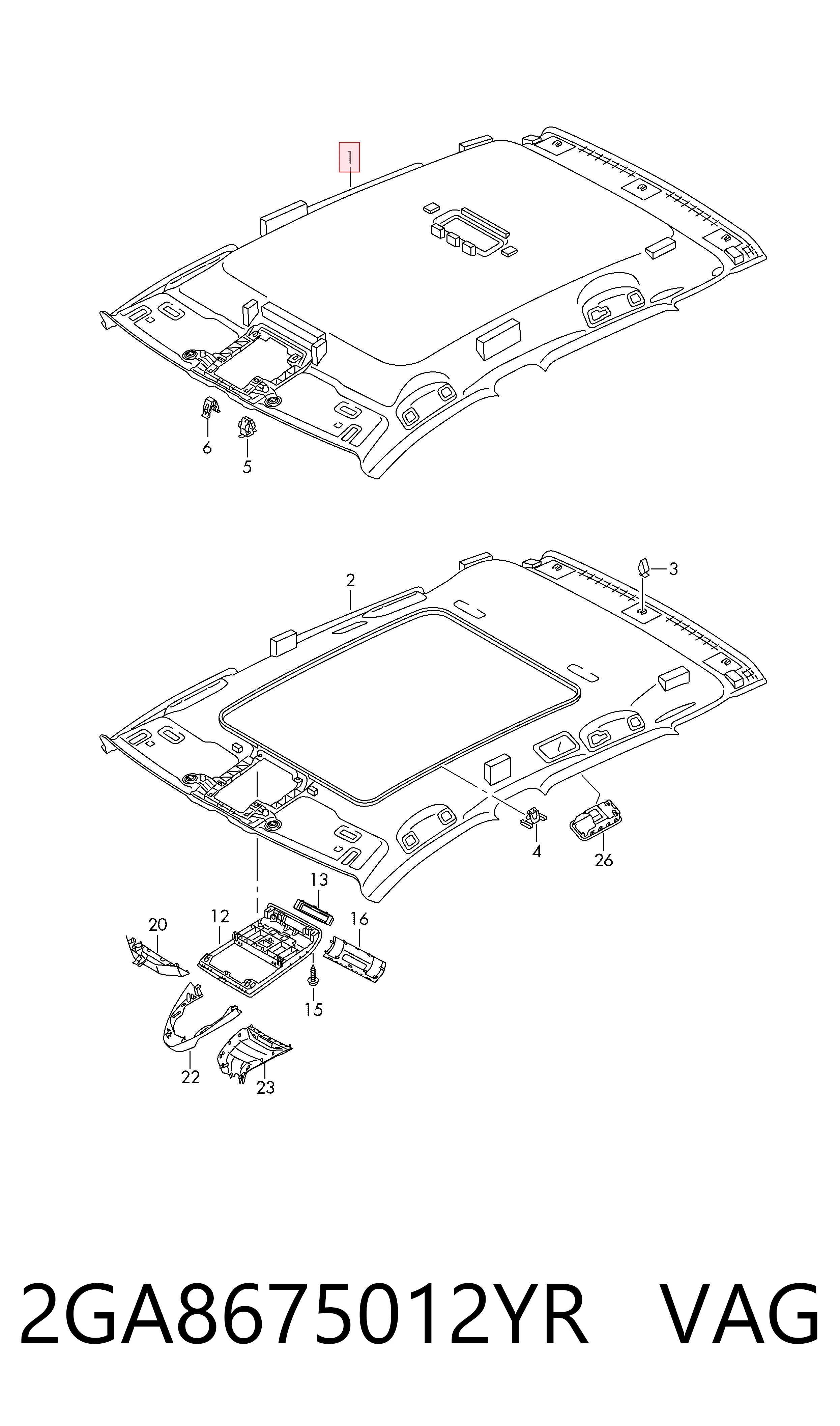 Revestimento do teto para Volkswagen T-ROC A11, D11