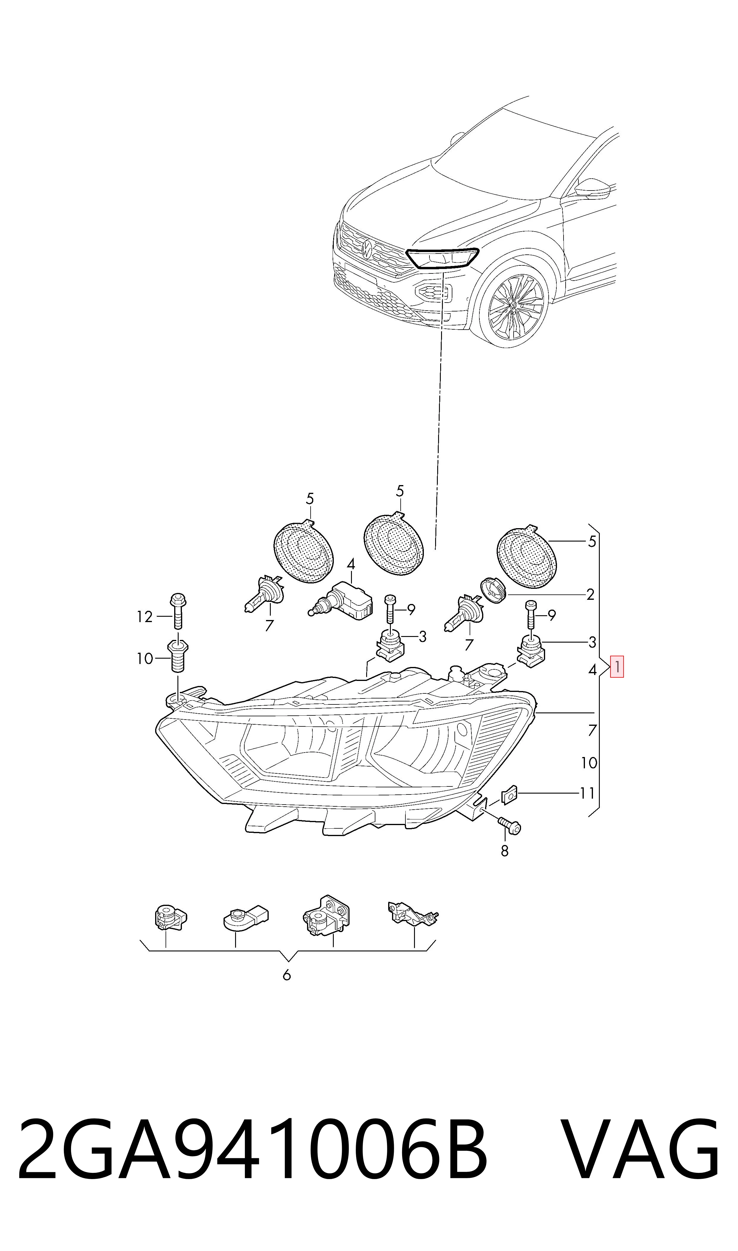 Luz direita Volkswagen T-ROC  A11, D11