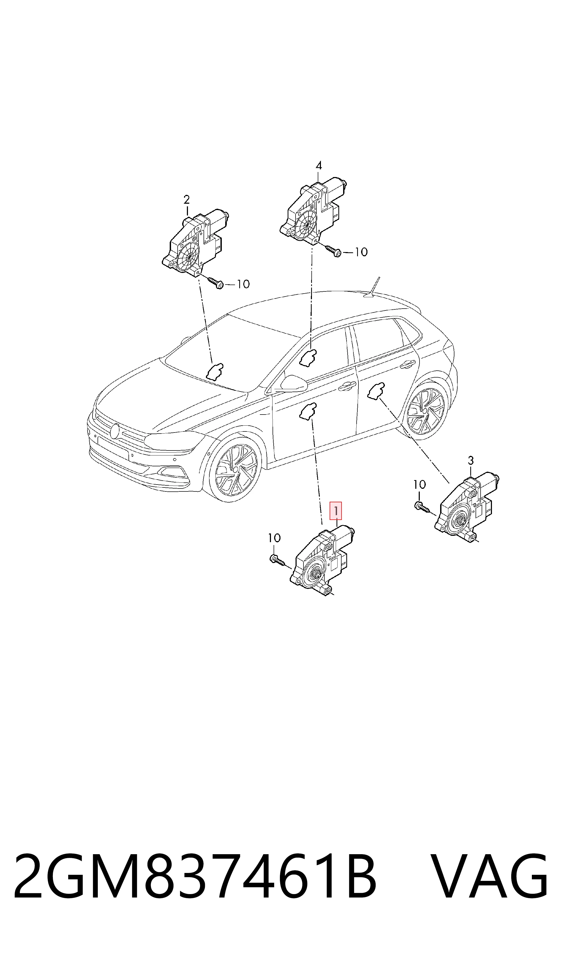  Mecanismo de acionamento de vidro da porta dianteira esquerda Volkswagen T-CROSS SUV (C11, D31) (2018 - 2026) 