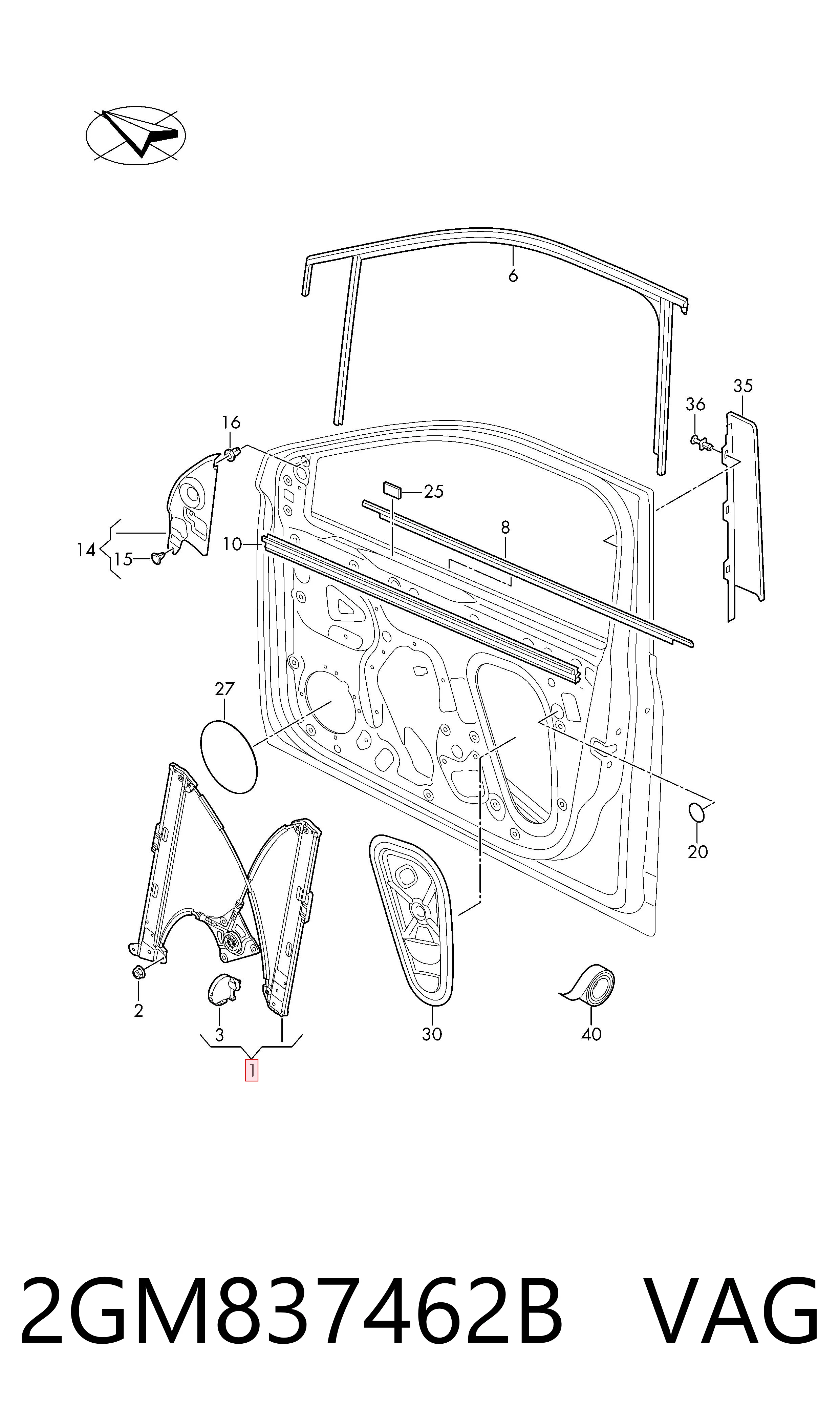  Mecanismo de acionamento de vidro da porta dianteira direita Volkswagen T-CROSS SUV (C11, D31) (2018 - 2026) 