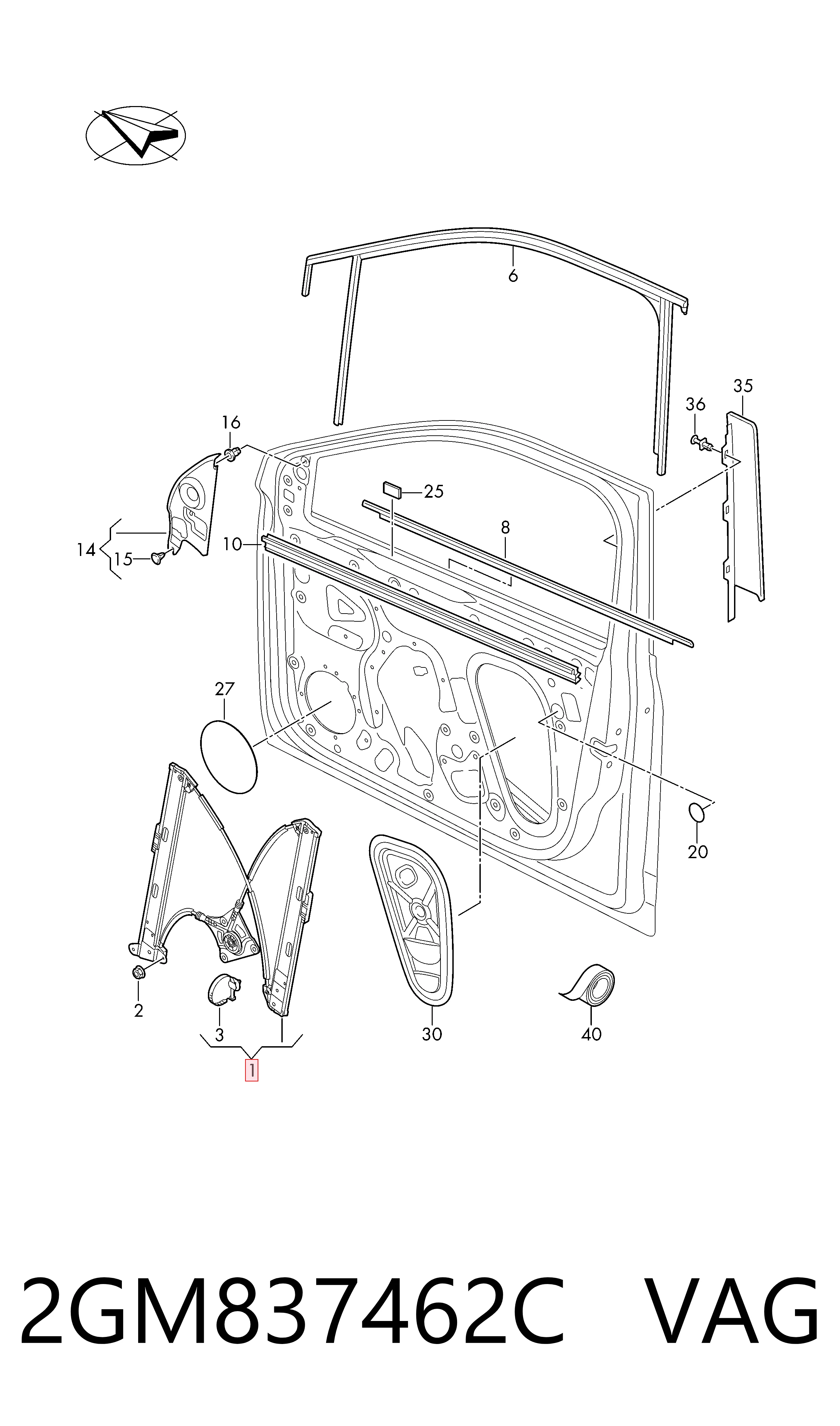 Mecanismo de acionamento de vidro da porta dianteira direita Volkswagen T-CROSS preço, a partir de 72,35 USD