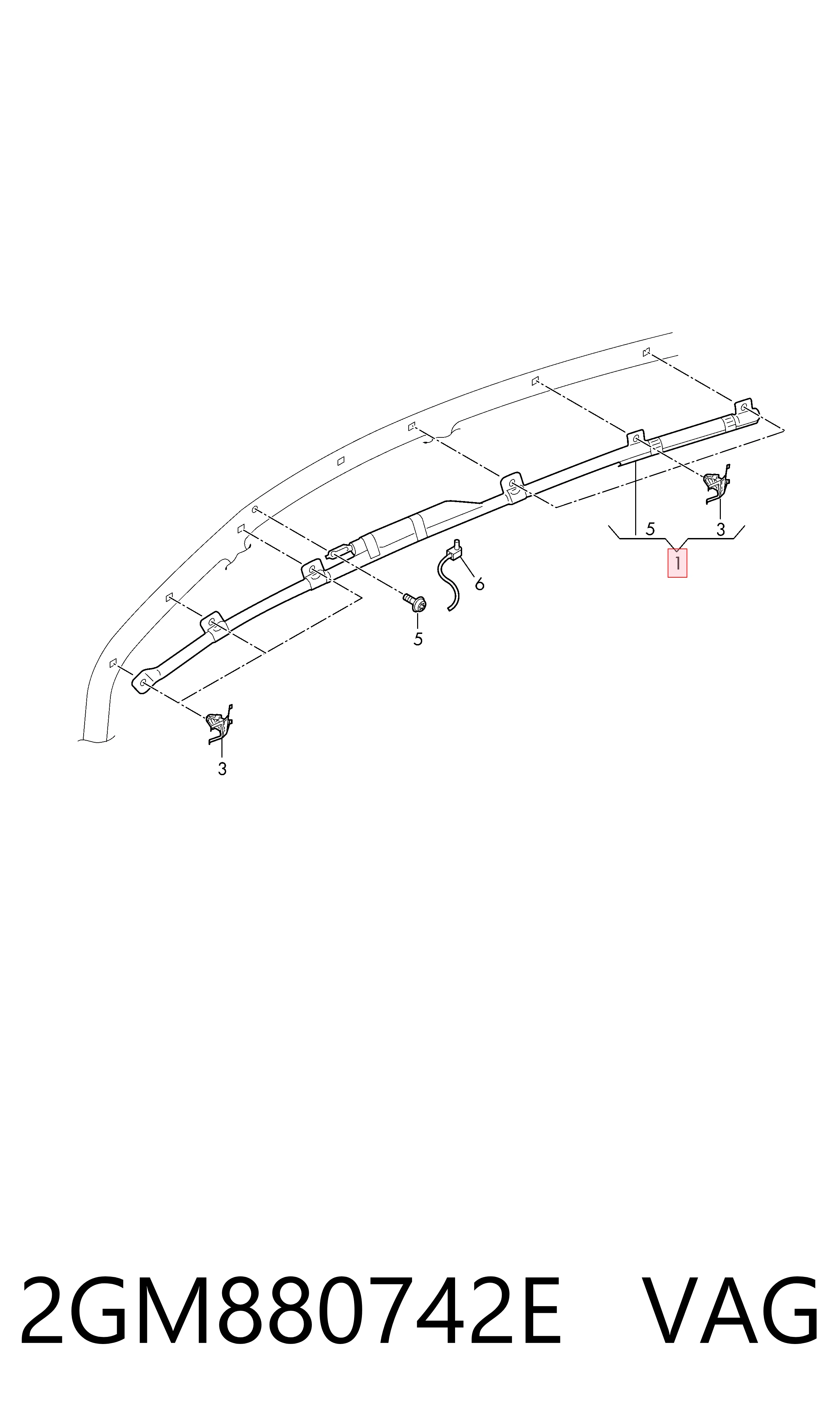 2GM880742E VAG Cinto de segurança (AIRBAG) de estore lateral direito