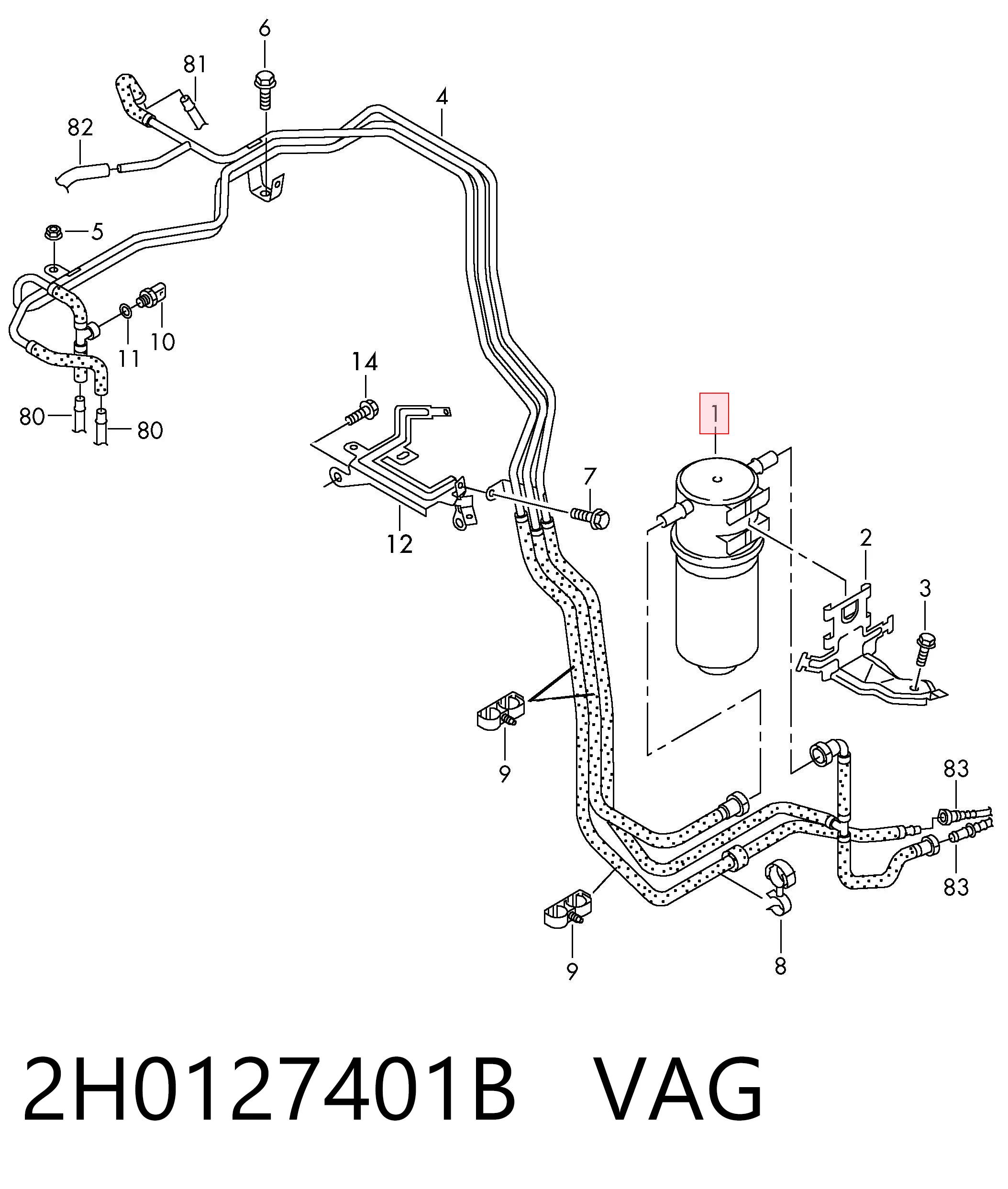 2H0127401B VAG Filtro de combustível
