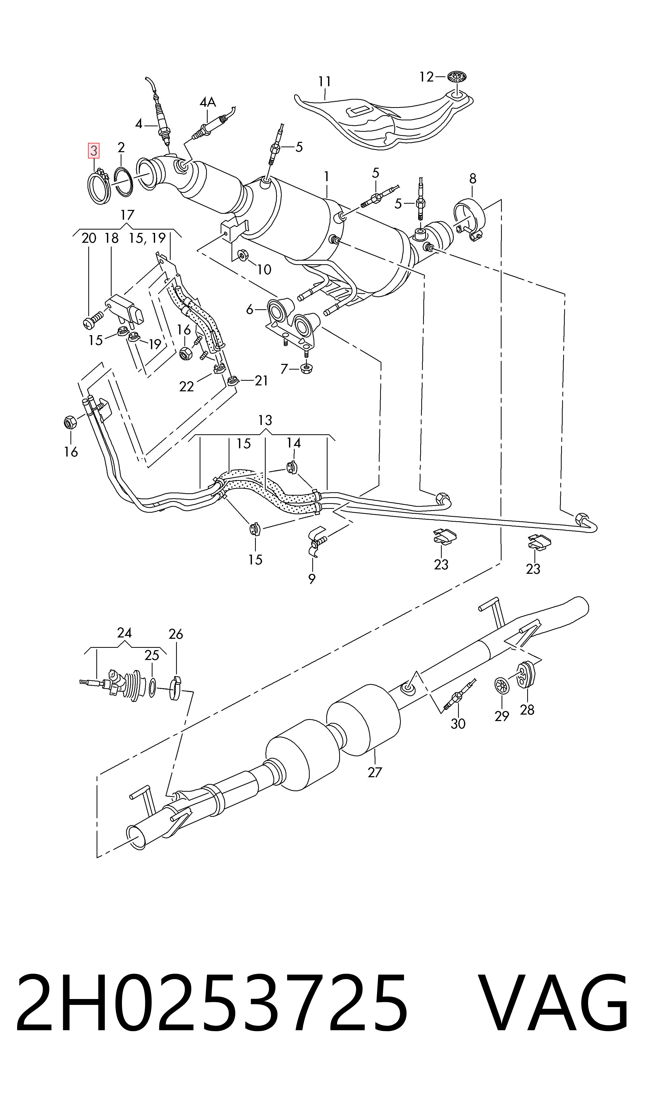 Braçadeira de fixação de catalisador para a turbina VAG 2H0253725 preço, a partir de 32,81 USD