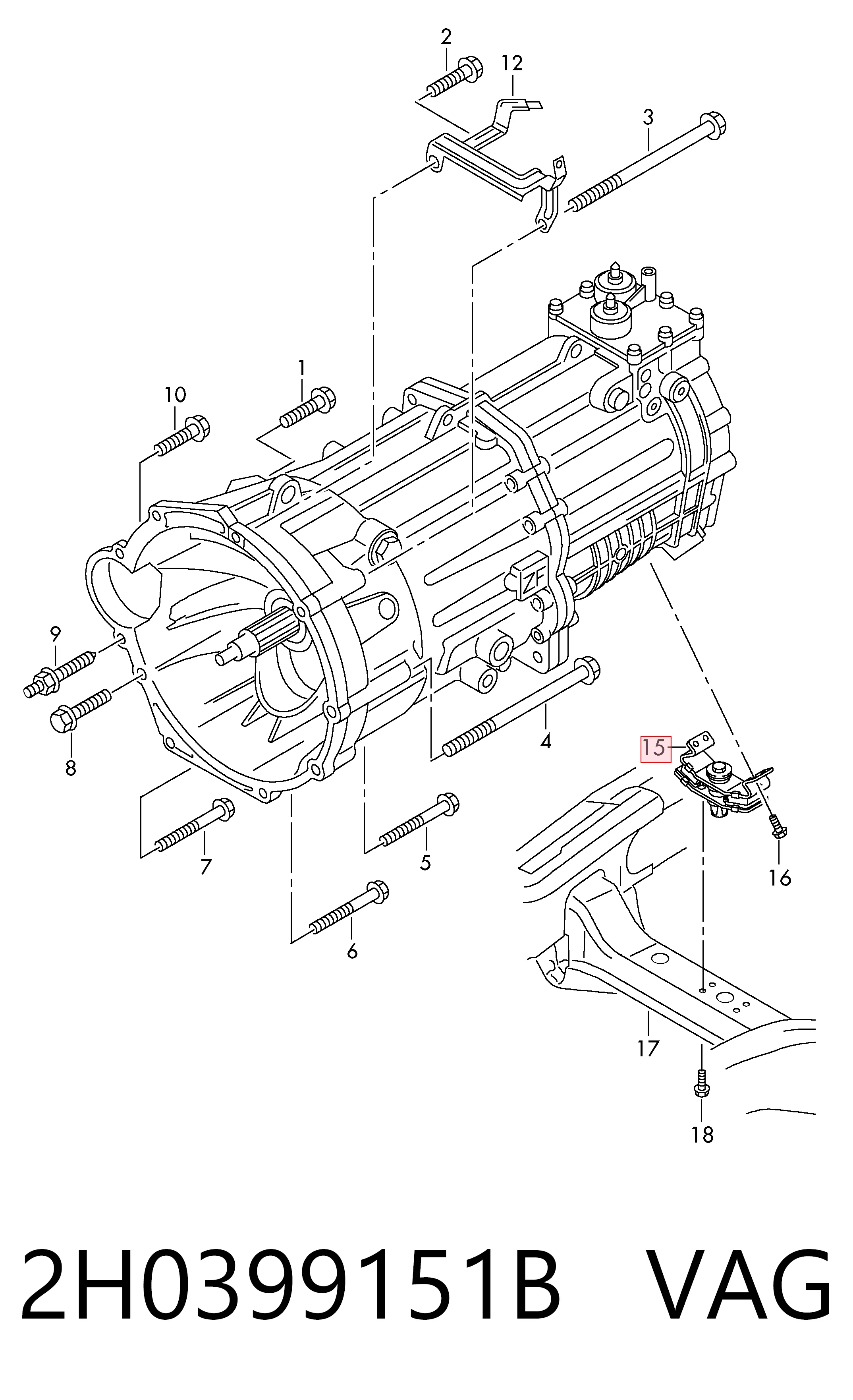  Coxim de transmissão (suporte da caixa de mudança) Volkswagen AMAROK pick-up (2HA, 2HB, S1B, S6B, S7A, S7B) (2010 - 2026) 