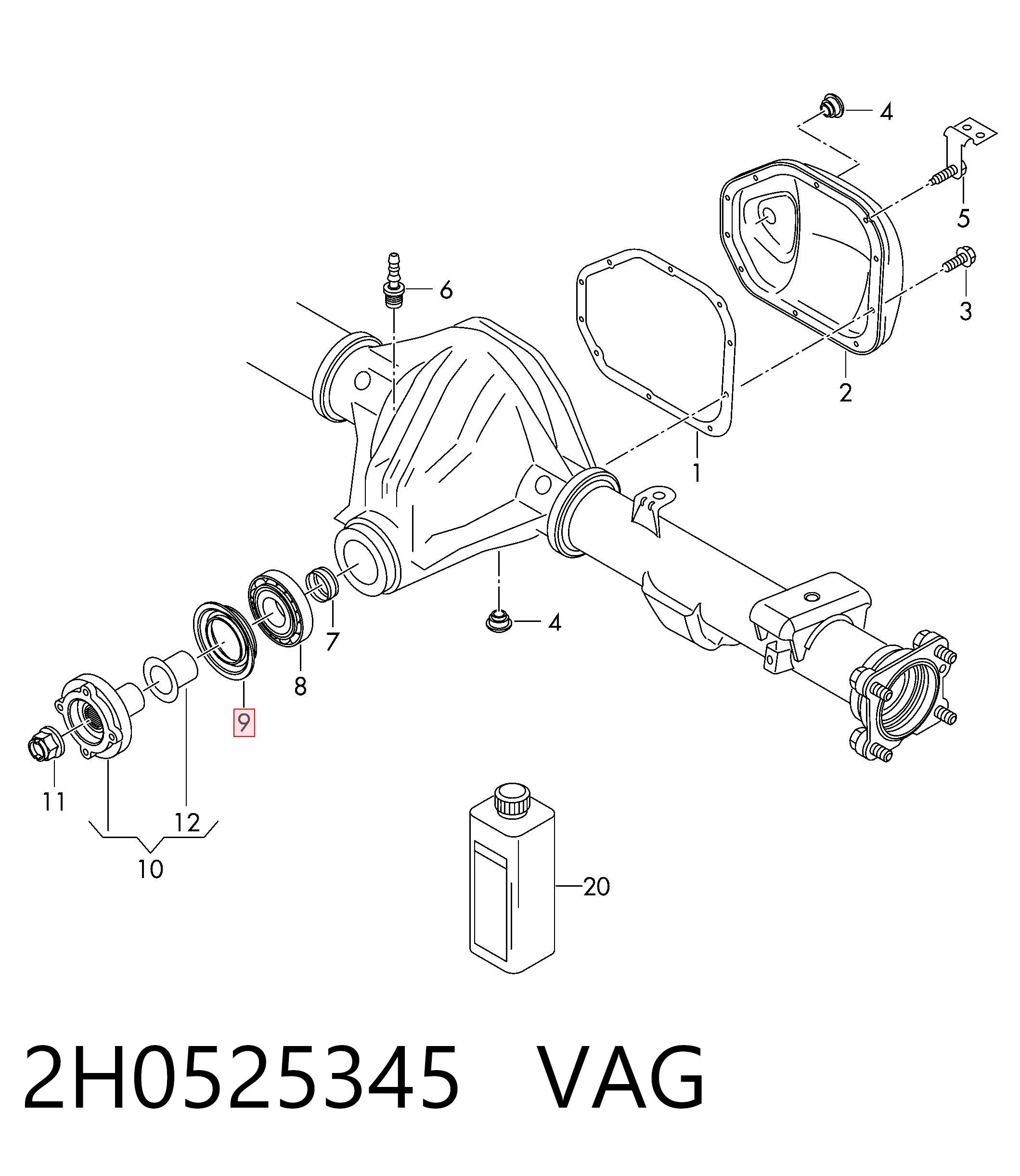 Compre 2H0525345 VAG Bucim da haste de redutor do eixo traseiro