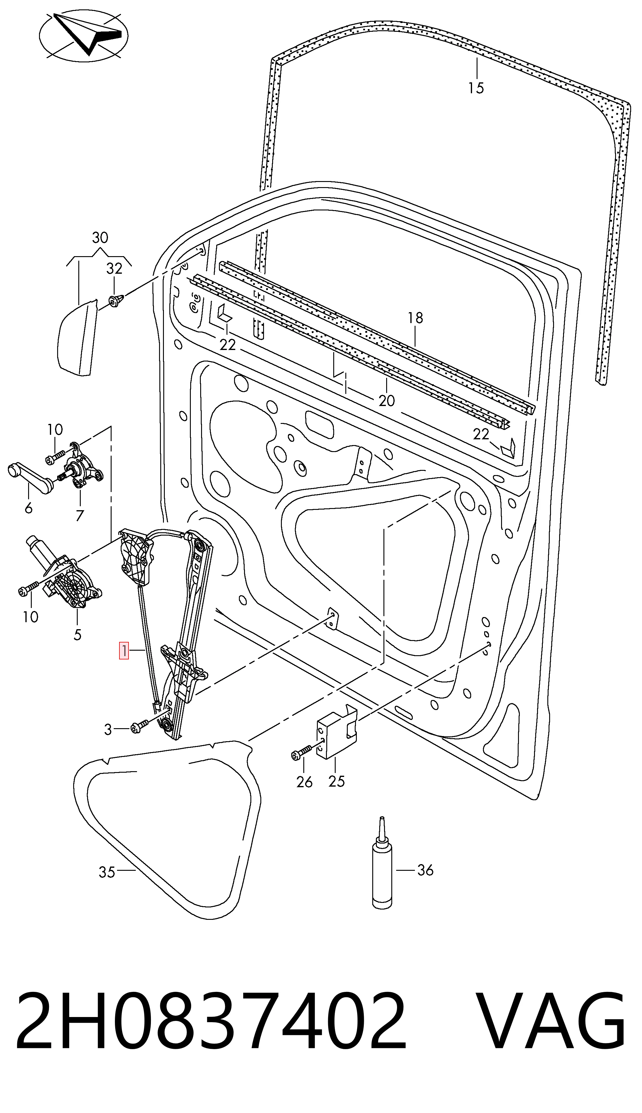 Compre Mecanismo de acionamento de vidro da porta dianteira direita Volkswagen AMAROK 