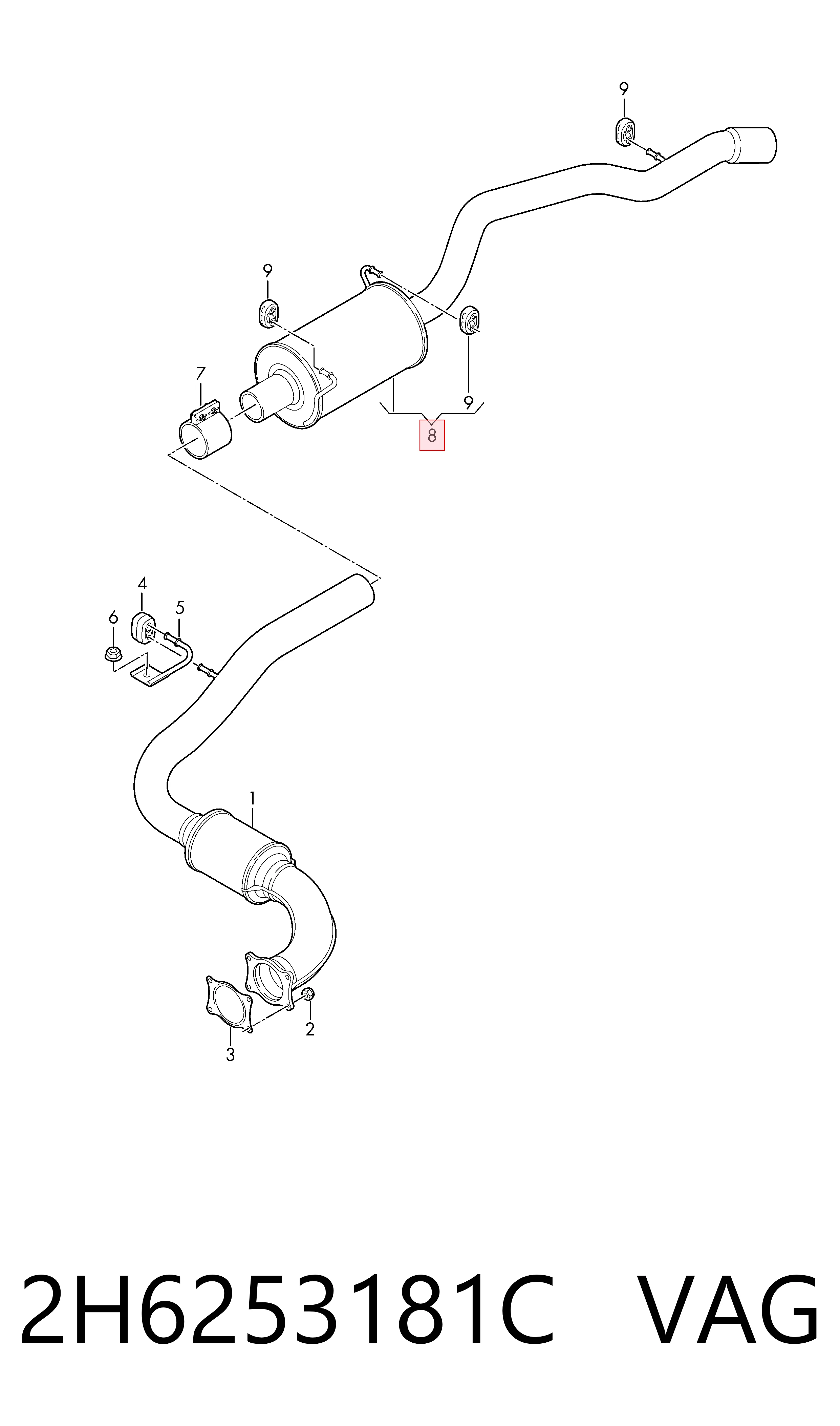 Silenciador, parte traseira Volkswagen AMAROK  2HA, 2HB, S1B, S6B, S7A, S7B ao melhor preço