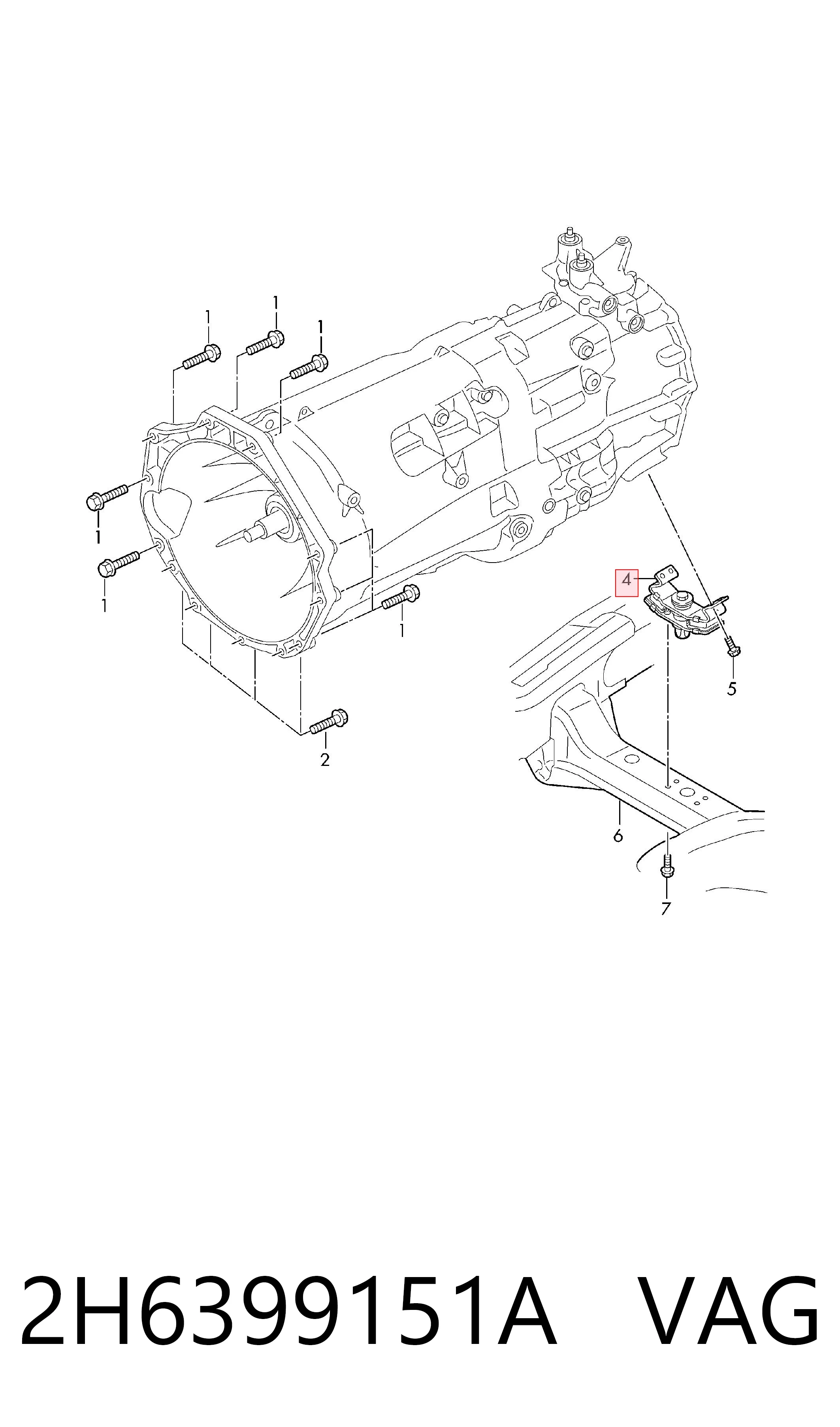 Coxim de transmissão (suporte da caixa de mudança) VAG 2H6399151A