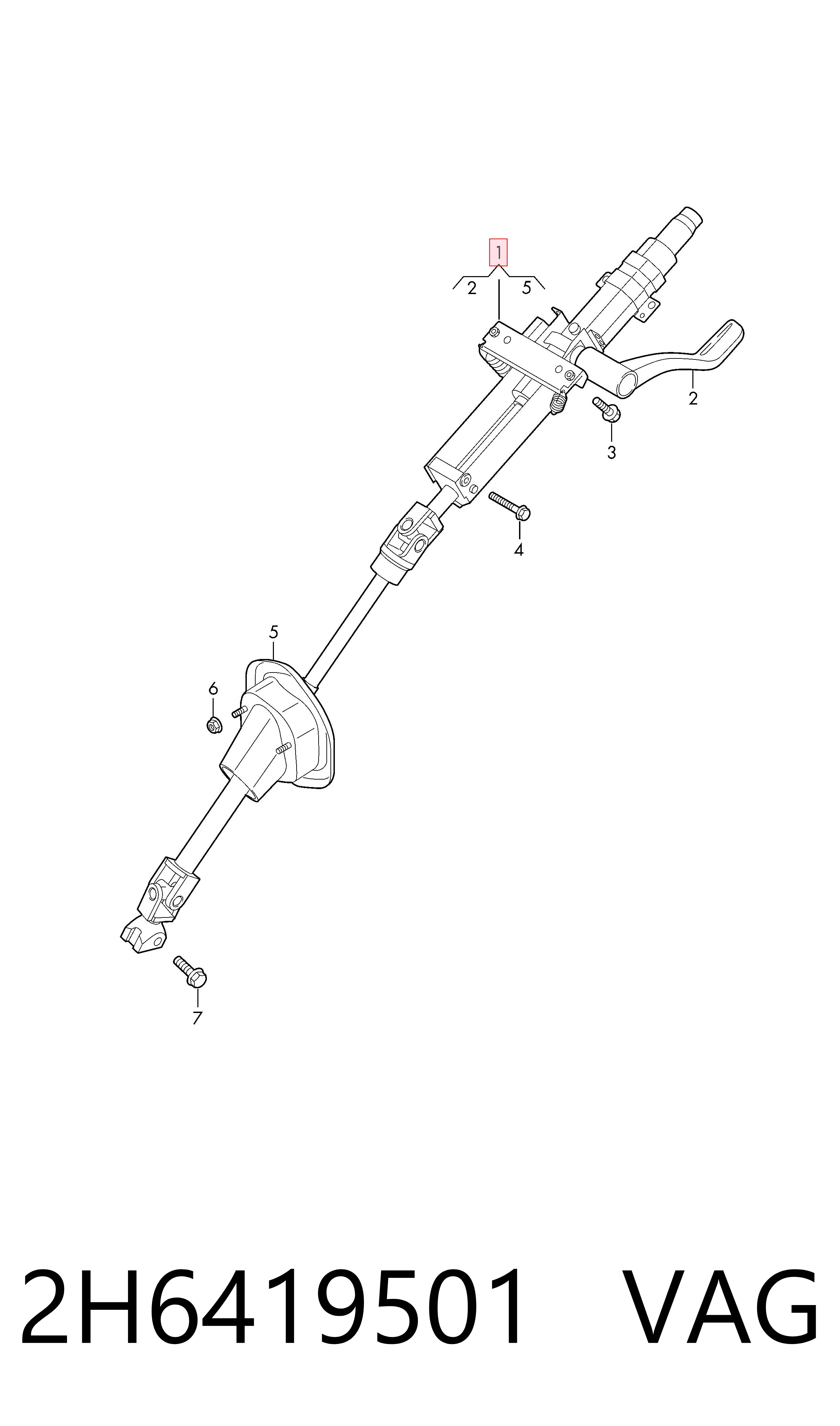 Coluna da direção para Volkswagen AMAROK  2HA, 2HB, S1B, S6B, S7A, S7B