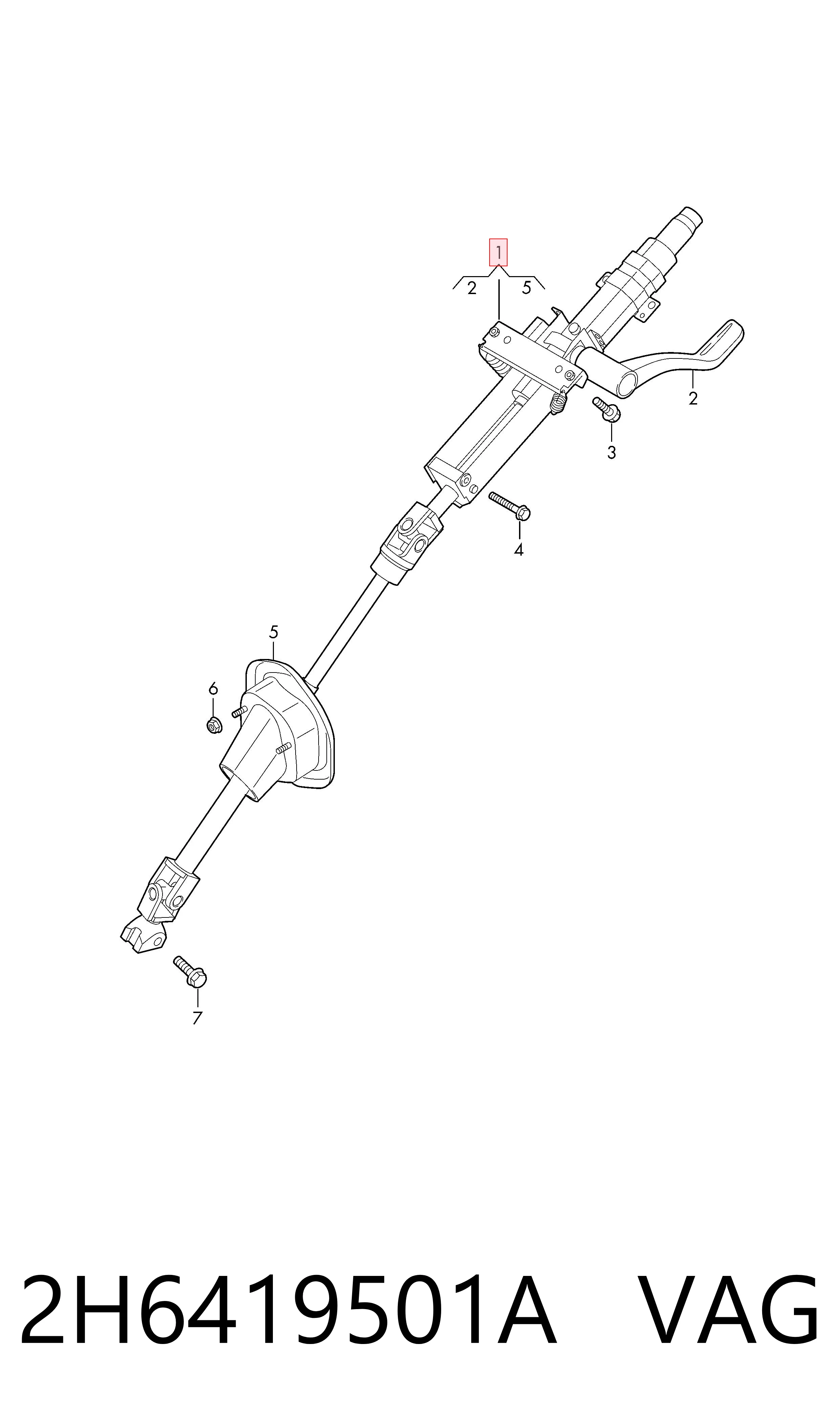Coluna da direção Volkswagen AMAROK  2HA, 2HB, S1B, S6B, S7A, S7B