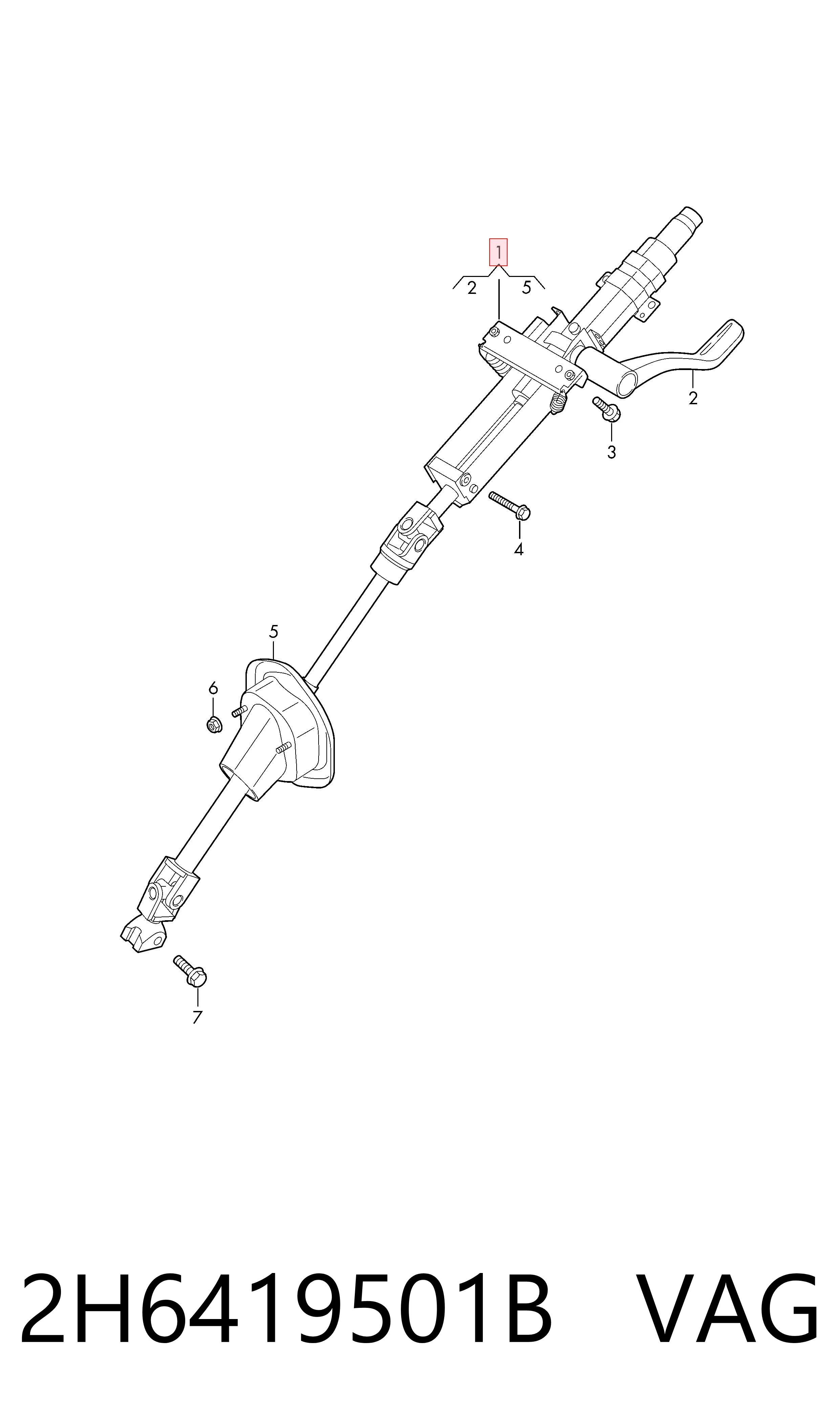 Coluna da direção para Volkswagen AMAROK 2HA, 2HB, S1B, S6B, S7A, S7B