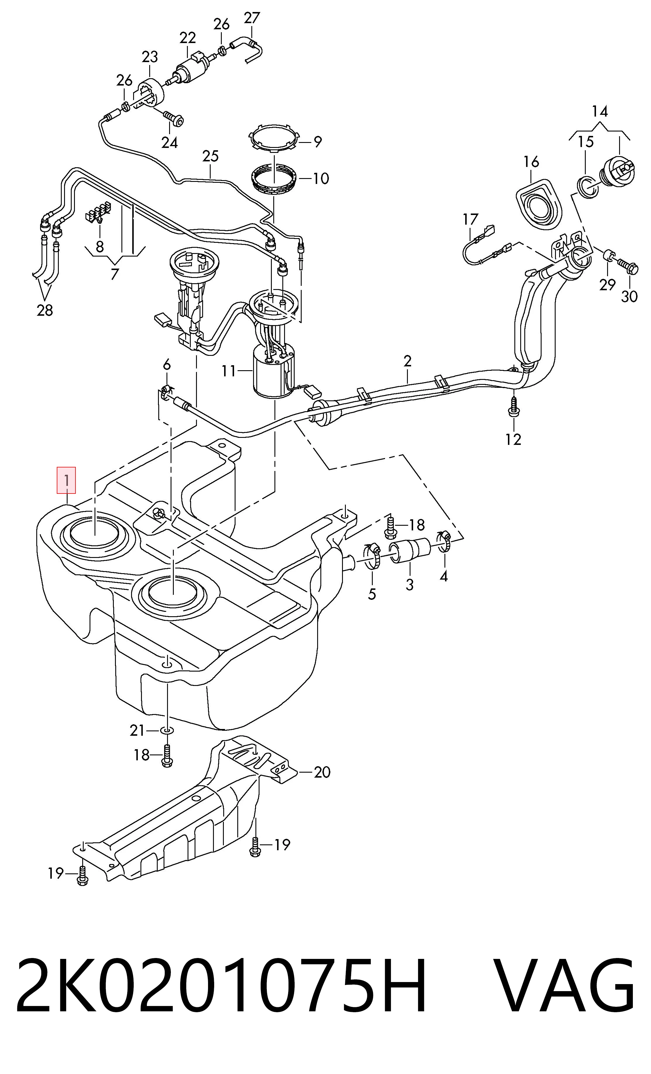 Tanque de combustível para Volkswagen Caddy SAA