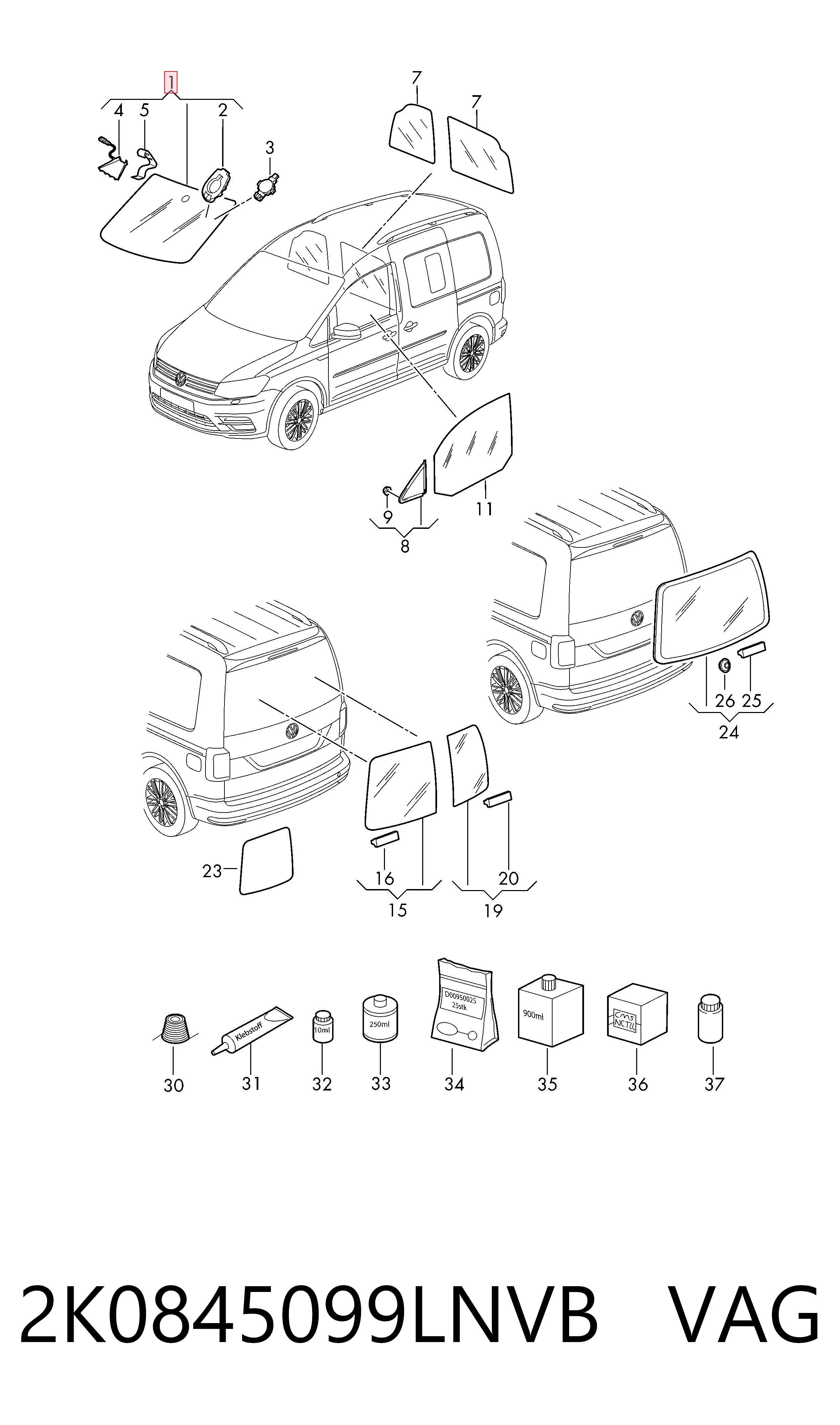 Pára-brisas Volkswagen Caddy  SAB ao melhor preço