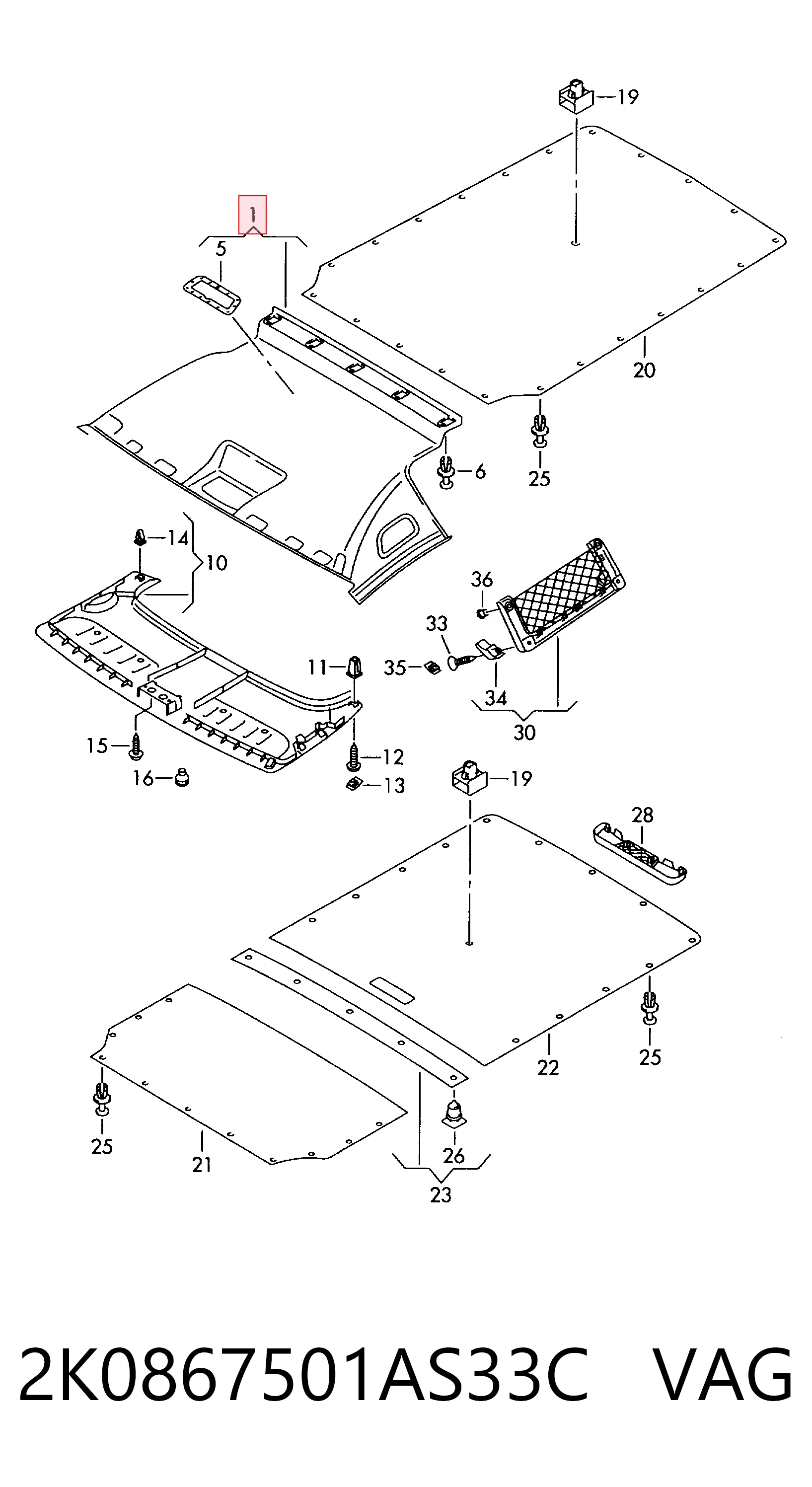 Revestimento do teto Volkswagen Caddy  SAB ao melhor preço