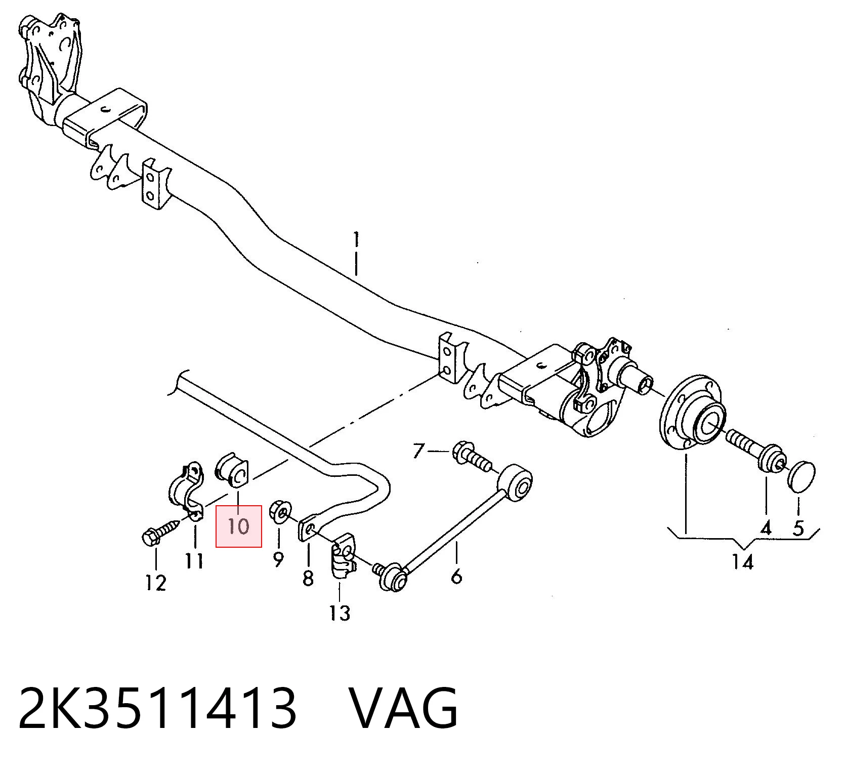 Bucha de estabilizador traseiro VAG 2K3511413 preço, a partir de 5,20 USD
