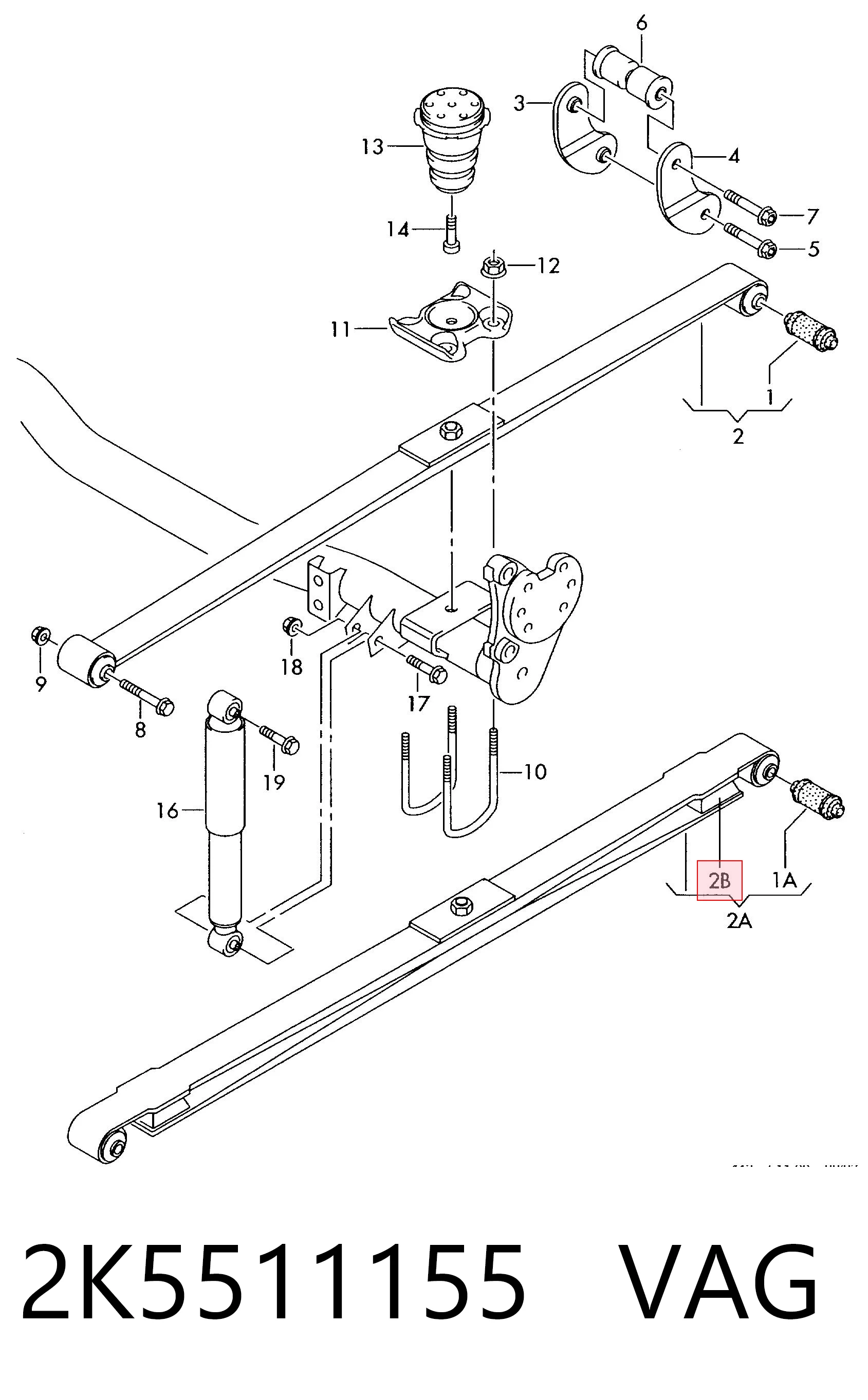 Grade de proteção da suspensão de lâminas traseira VAG 2K5511155 preço, a partir de 7,36 USD