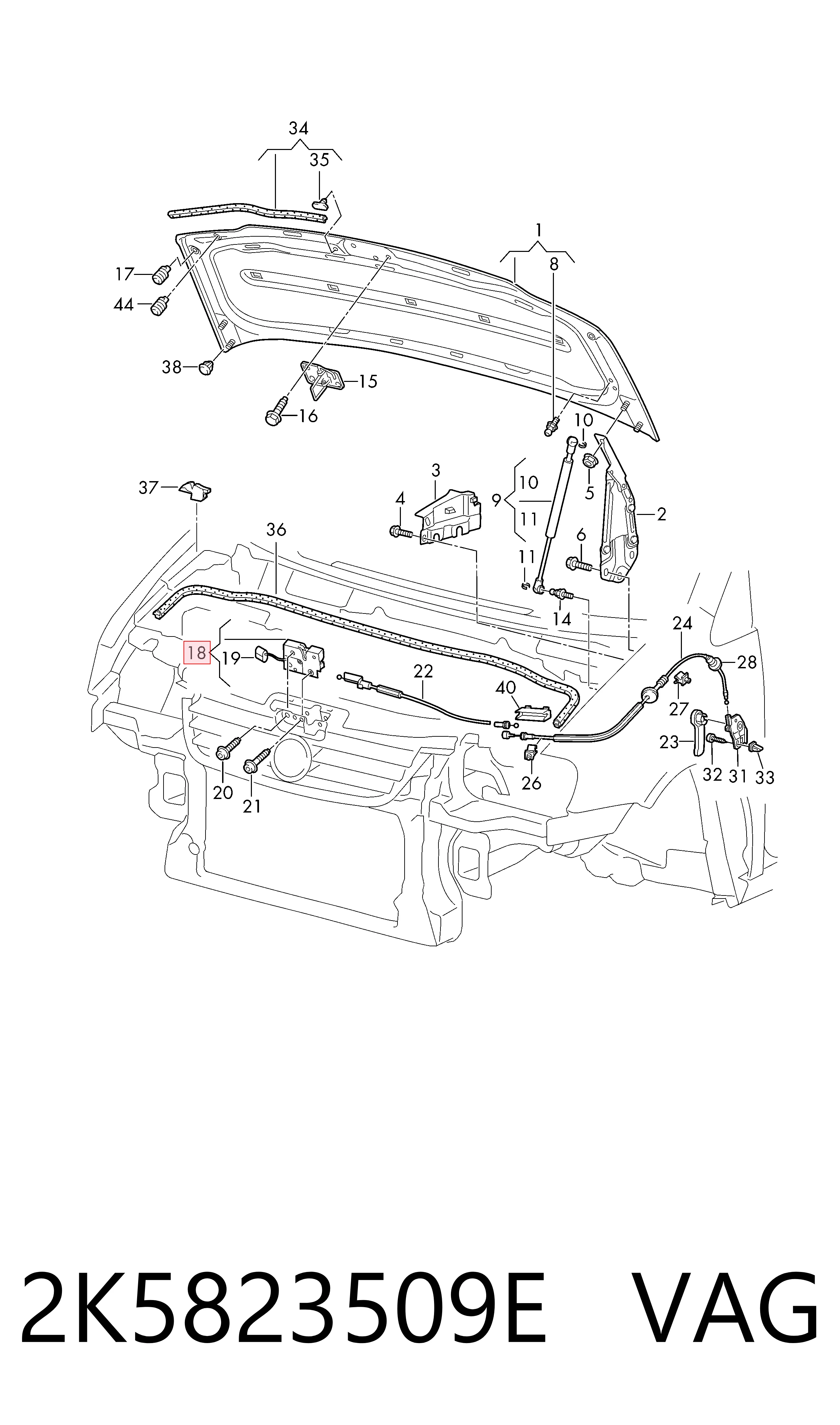 Compre 2K5823509E VAG Fecho da capota