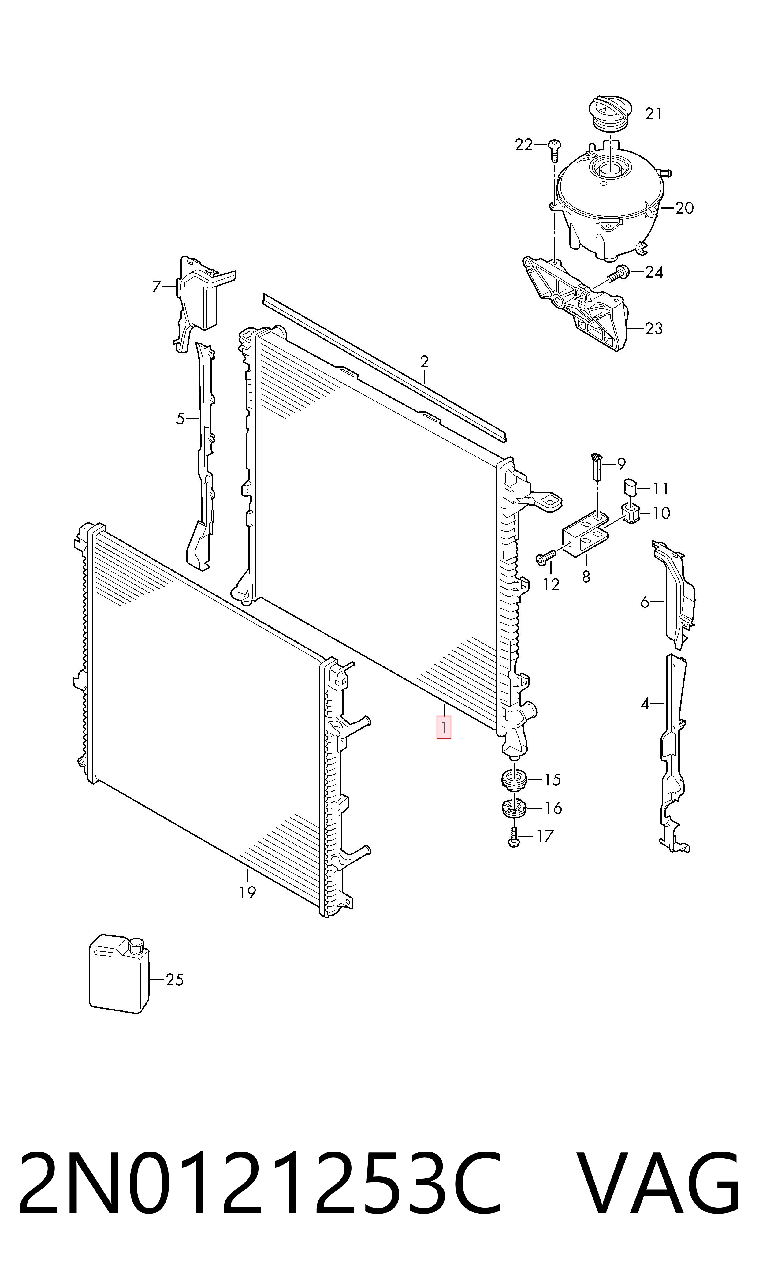 2N0121253C VAG Radiador de esfriamento de motor