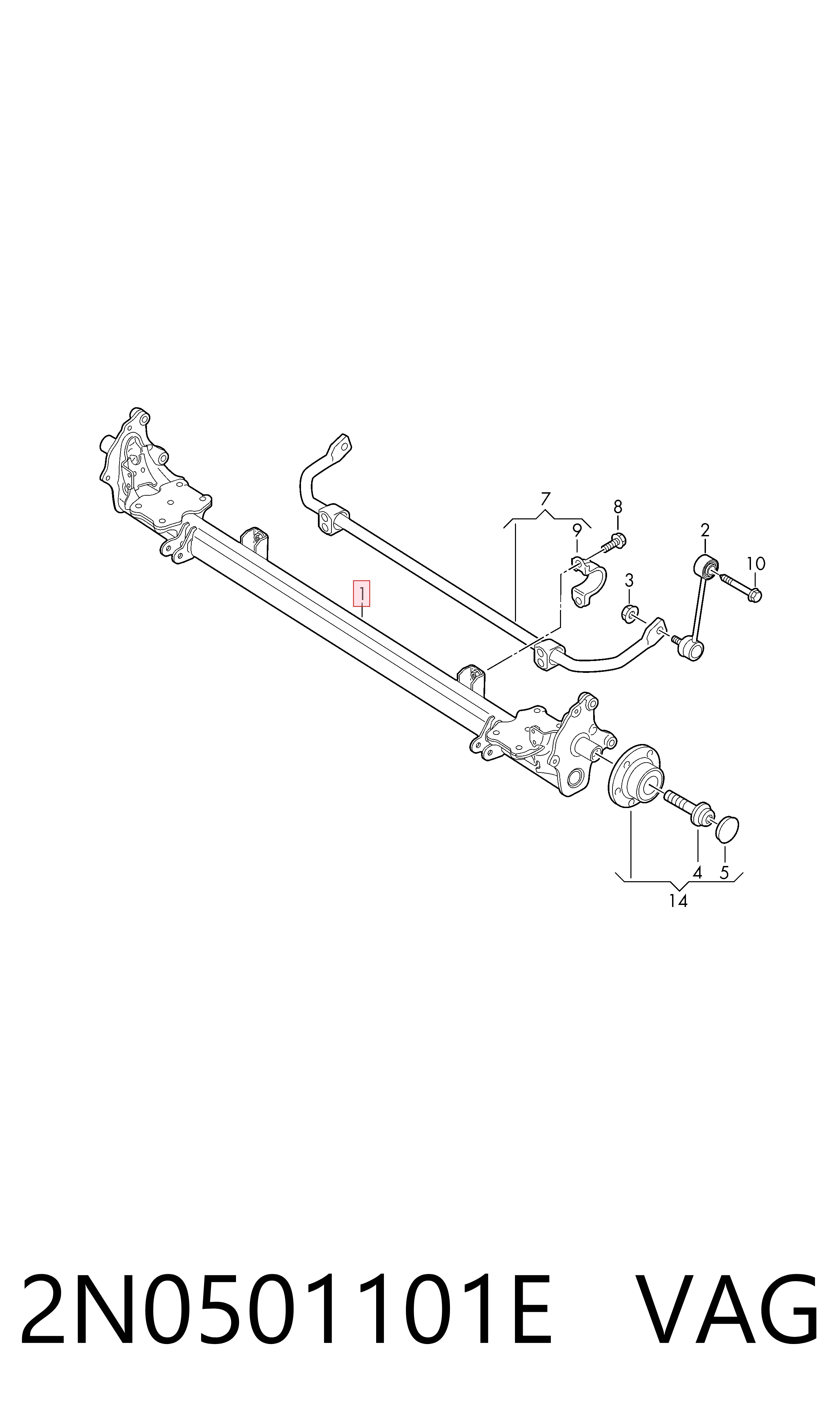  Viga de suspensão traseira (plataforma veicular) Volkswagen Crafter сaixa (SY, SX, SYB, SYC, SYD, SYM) (2016 - 2026) 