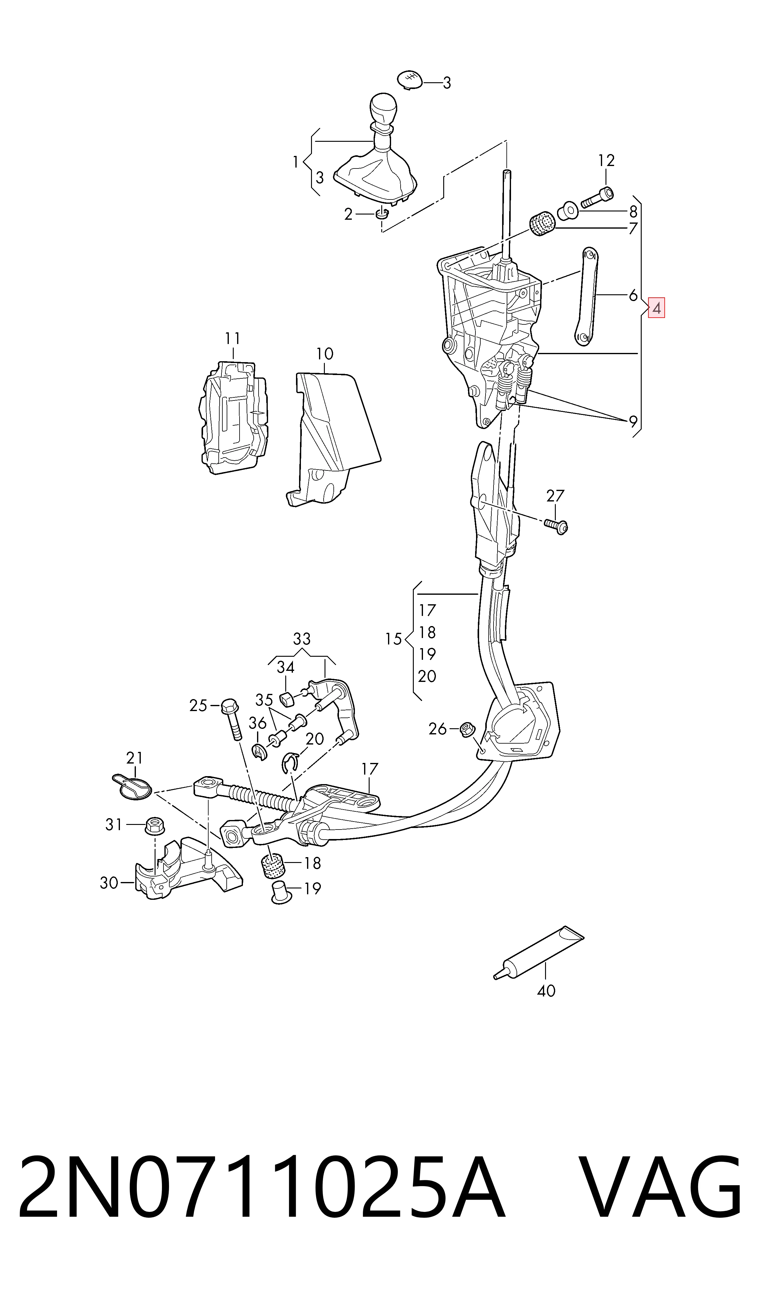 Mecanismo de mudança (ligação) para Volkswagen Crafter SY, SX, SYB, SYC, SYD, SYM