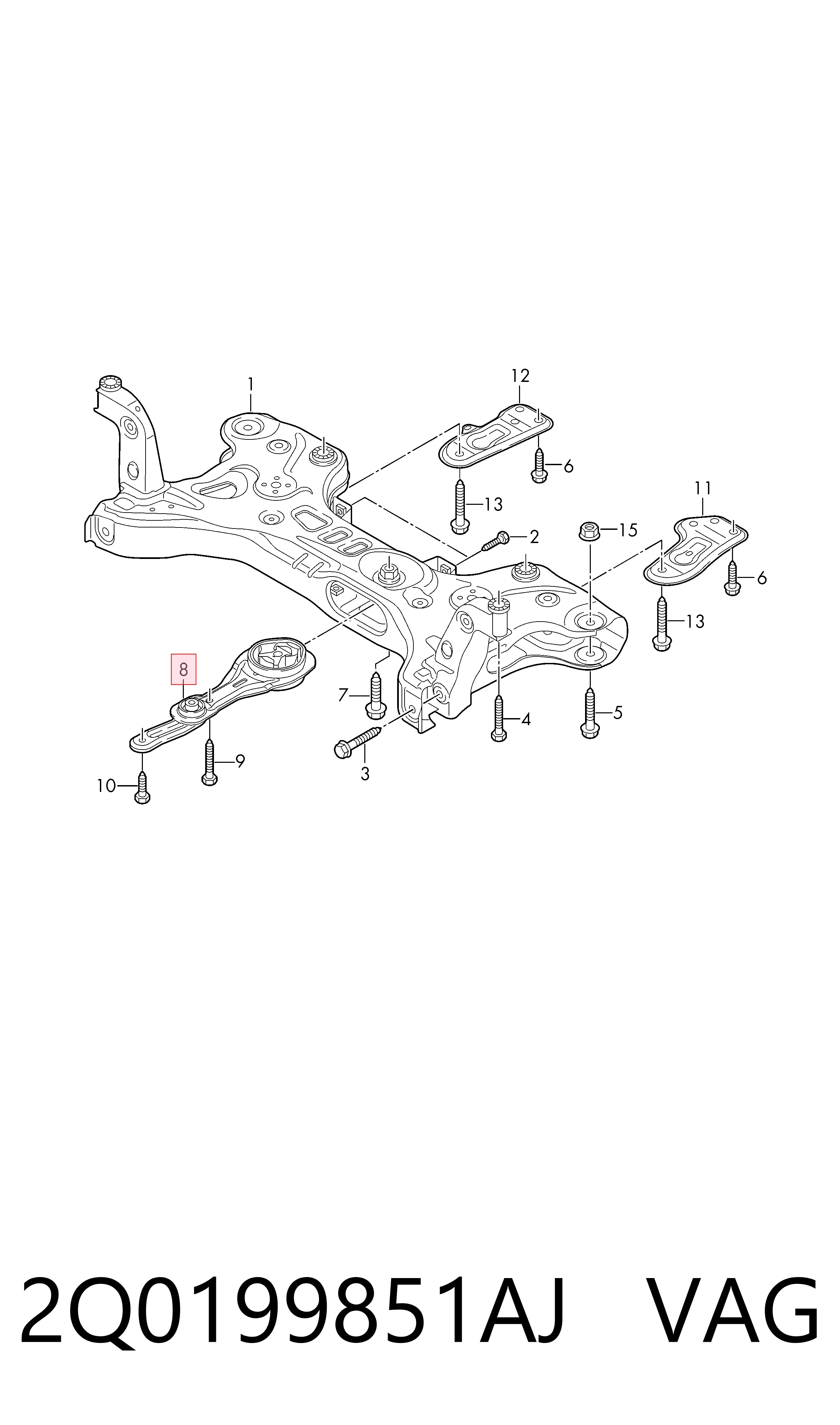  Coxim (suporte) traseiro de motor Volkswagen T-CROSS SUV (C11, D31) (2018 - 2026) 