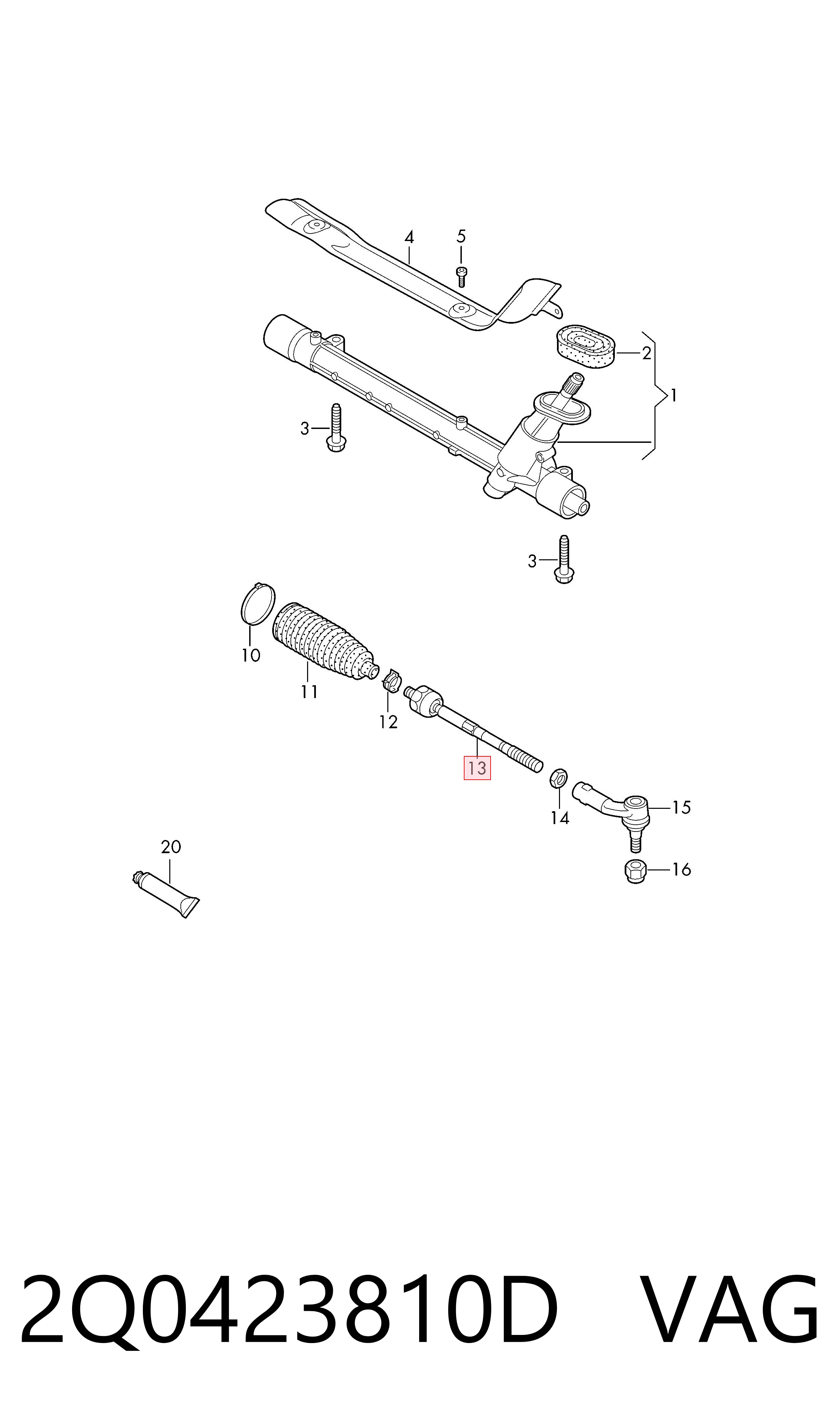 2Q0423810D VAG Tração de direção