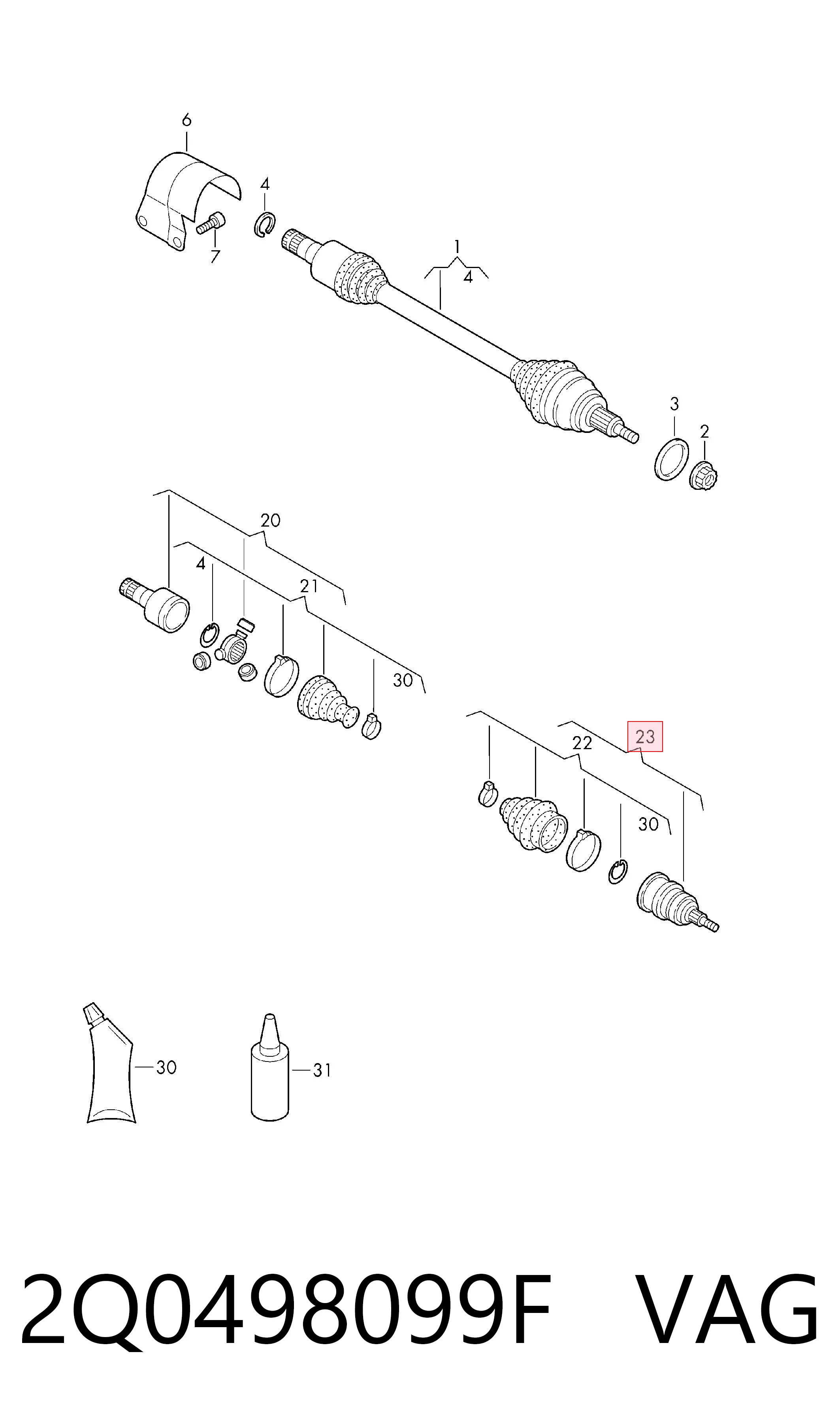 Junta homocinética externa dianteira para Skoda Fabia IV PJ3