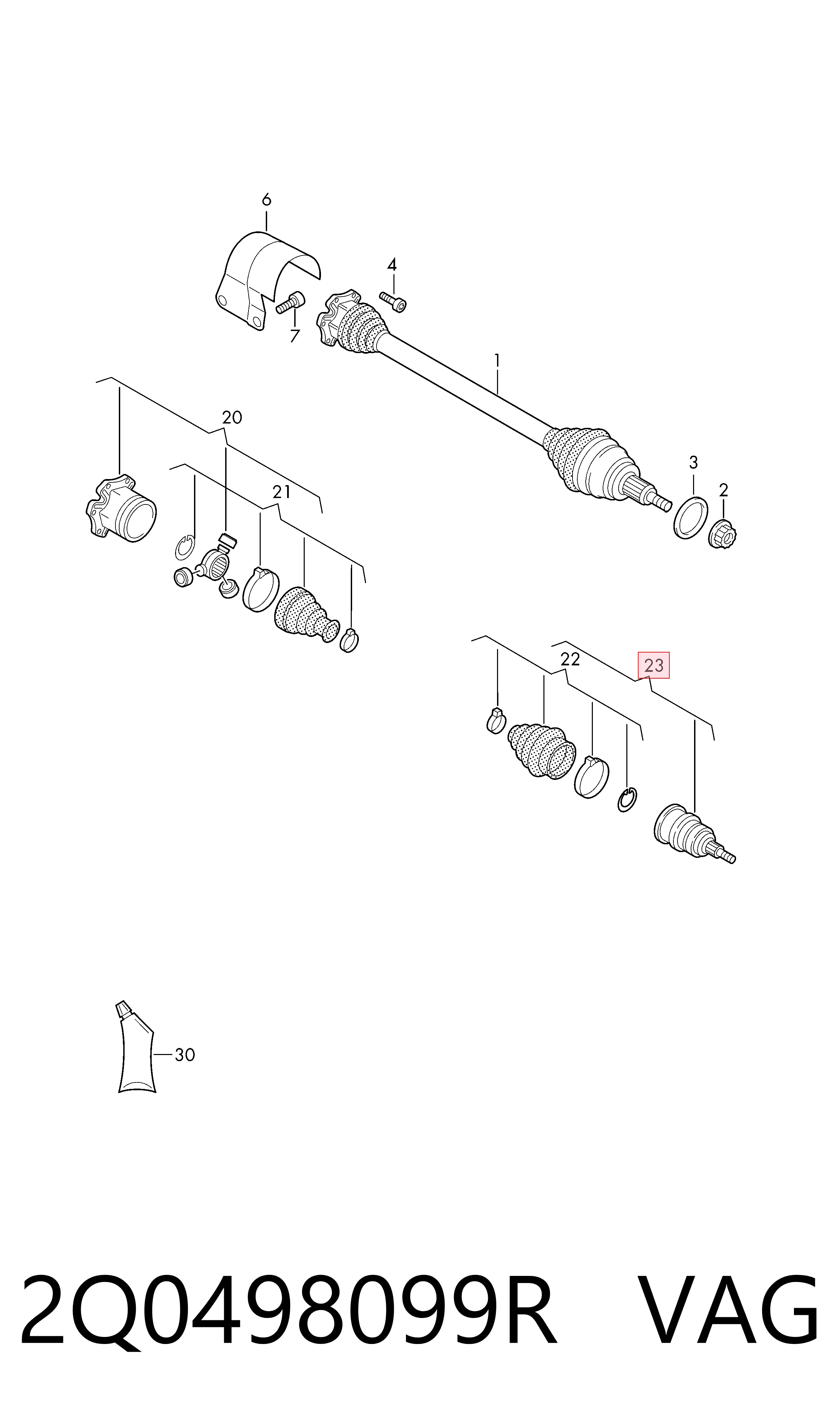 Junta homocinética externa dianteira para Volkswagen T-CROSS C11, D31