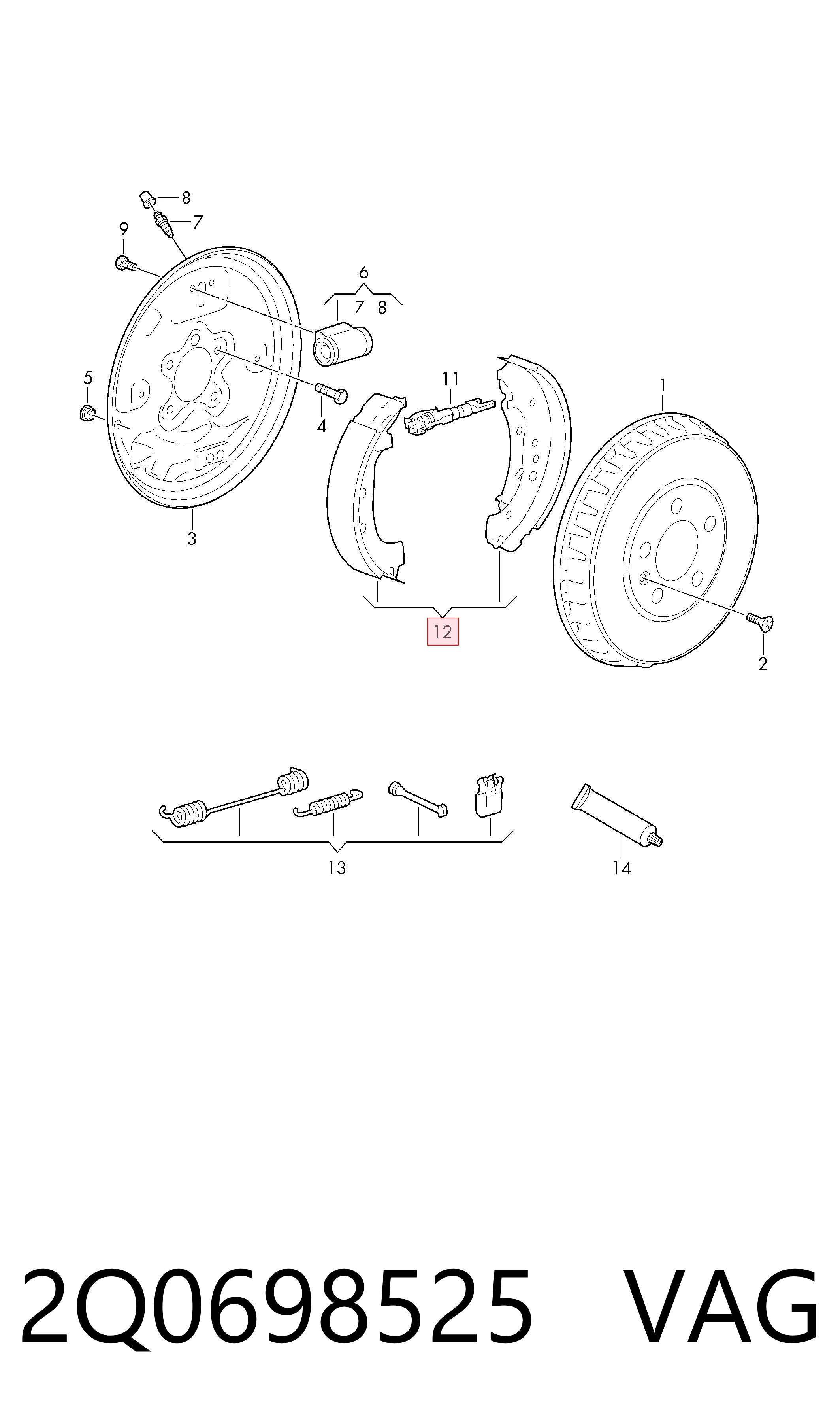  Sapatas do freio traseiras de tambor Skoda Fabia IV hatchback (PJ3) (2021 - 2026) IV