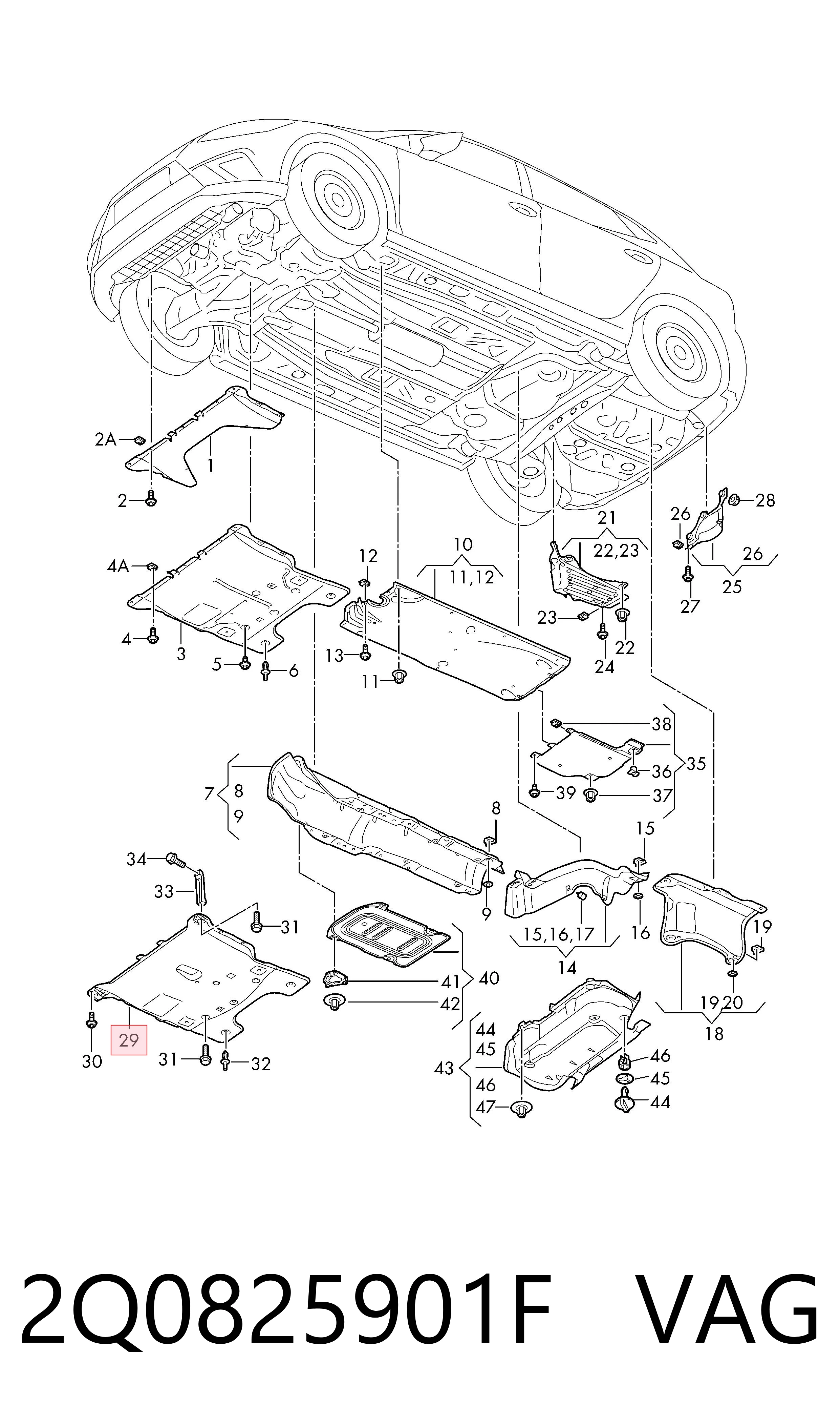 2Q0825901F VAG Proteção de motor, de panela (da seção de motor)
