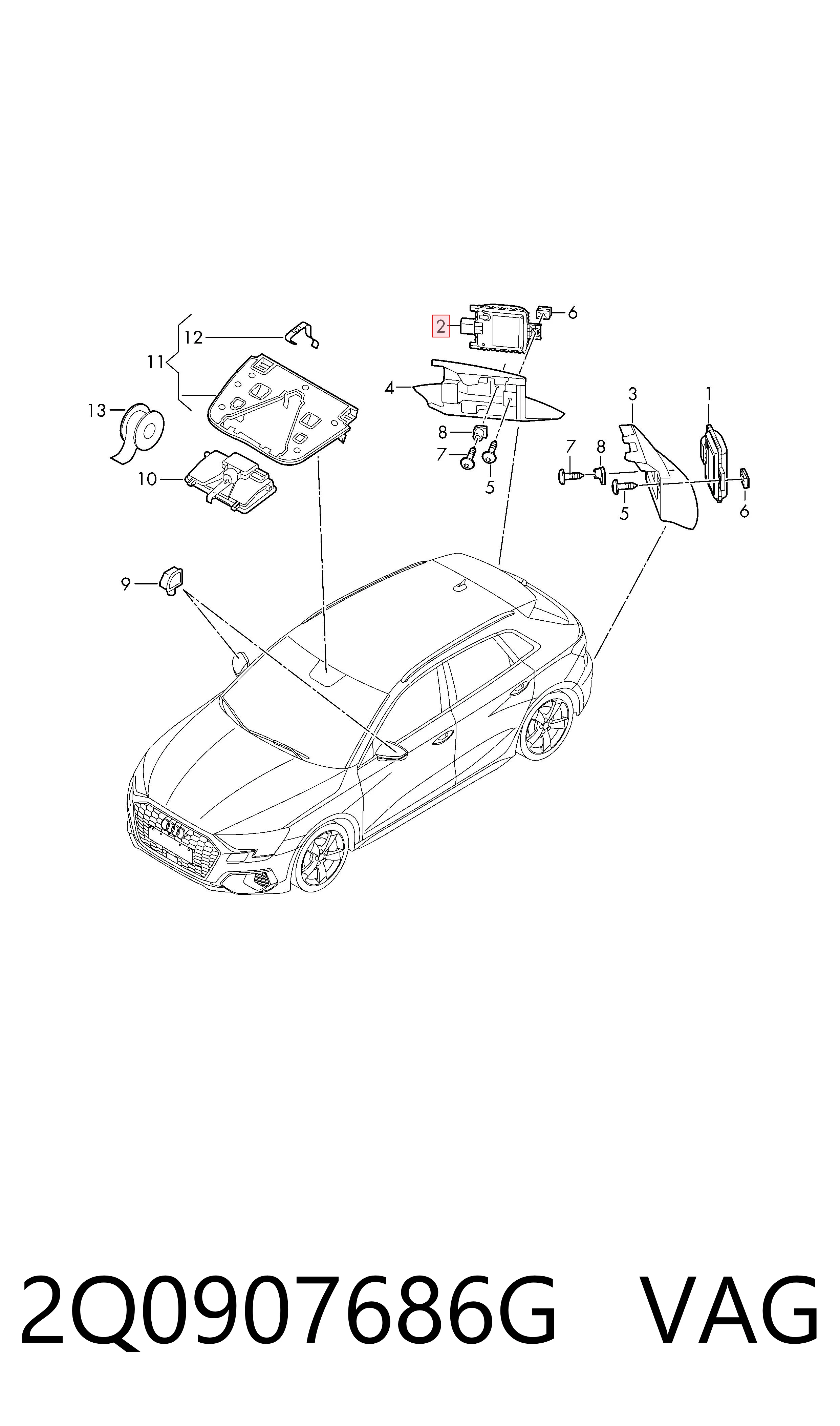 Radar de mudança de faixa VAG 2Q0907686G preço, a partir de 200,30 USD