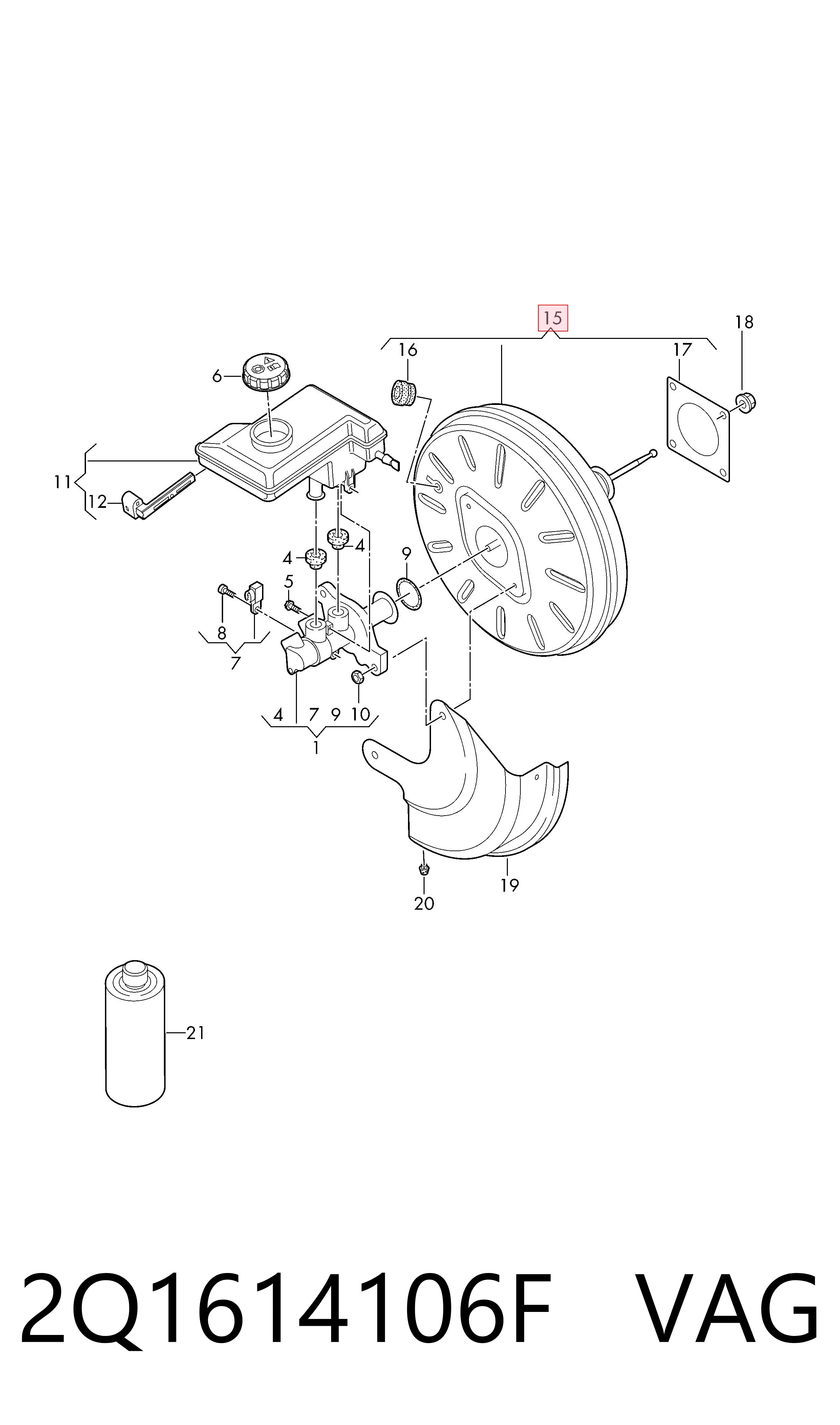 2Q1614106F VAG Reforçador dos freios a vácuo