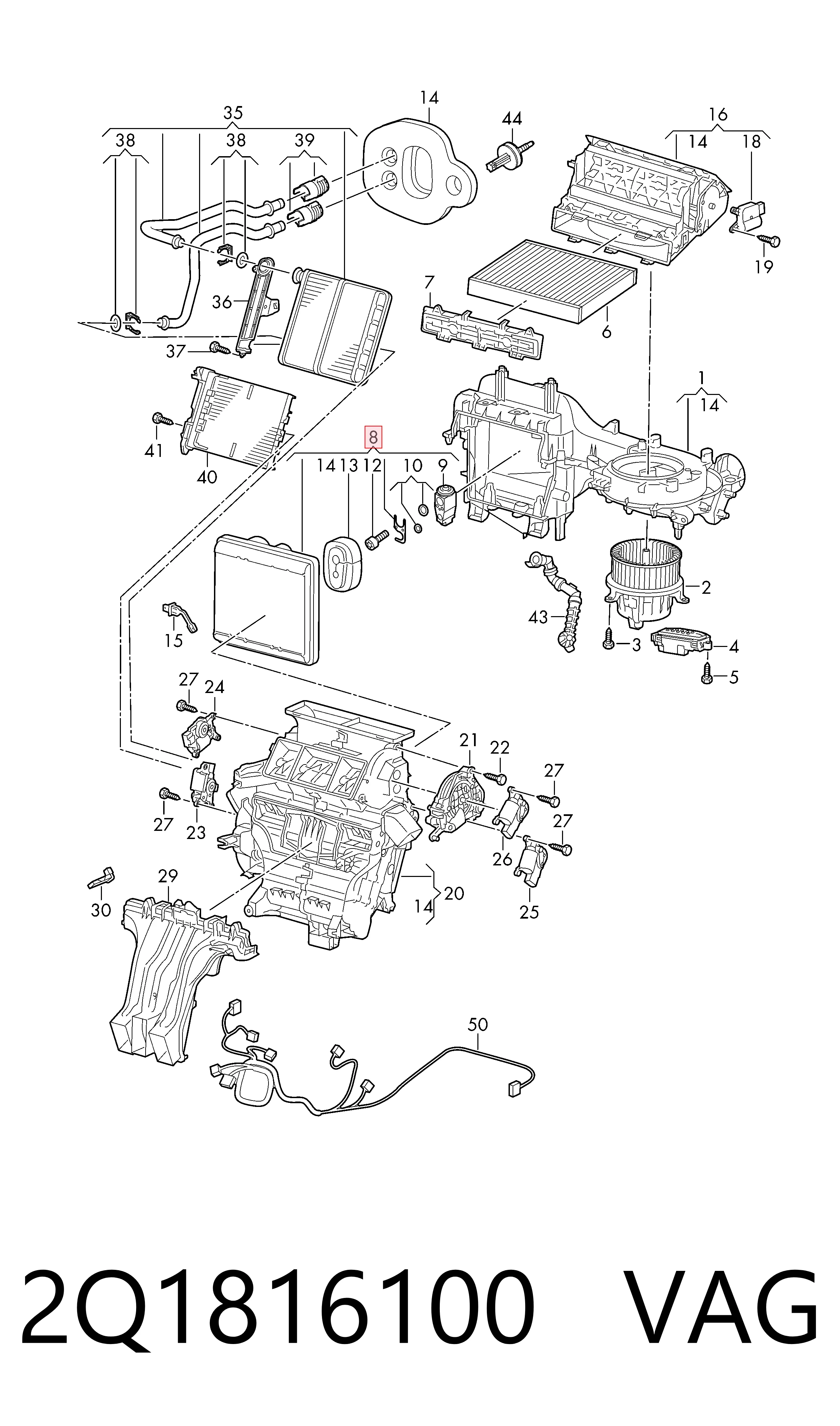 Vaporizador de aparelho de ar condicionado para Volkswagen T-CROSS  C11, D31