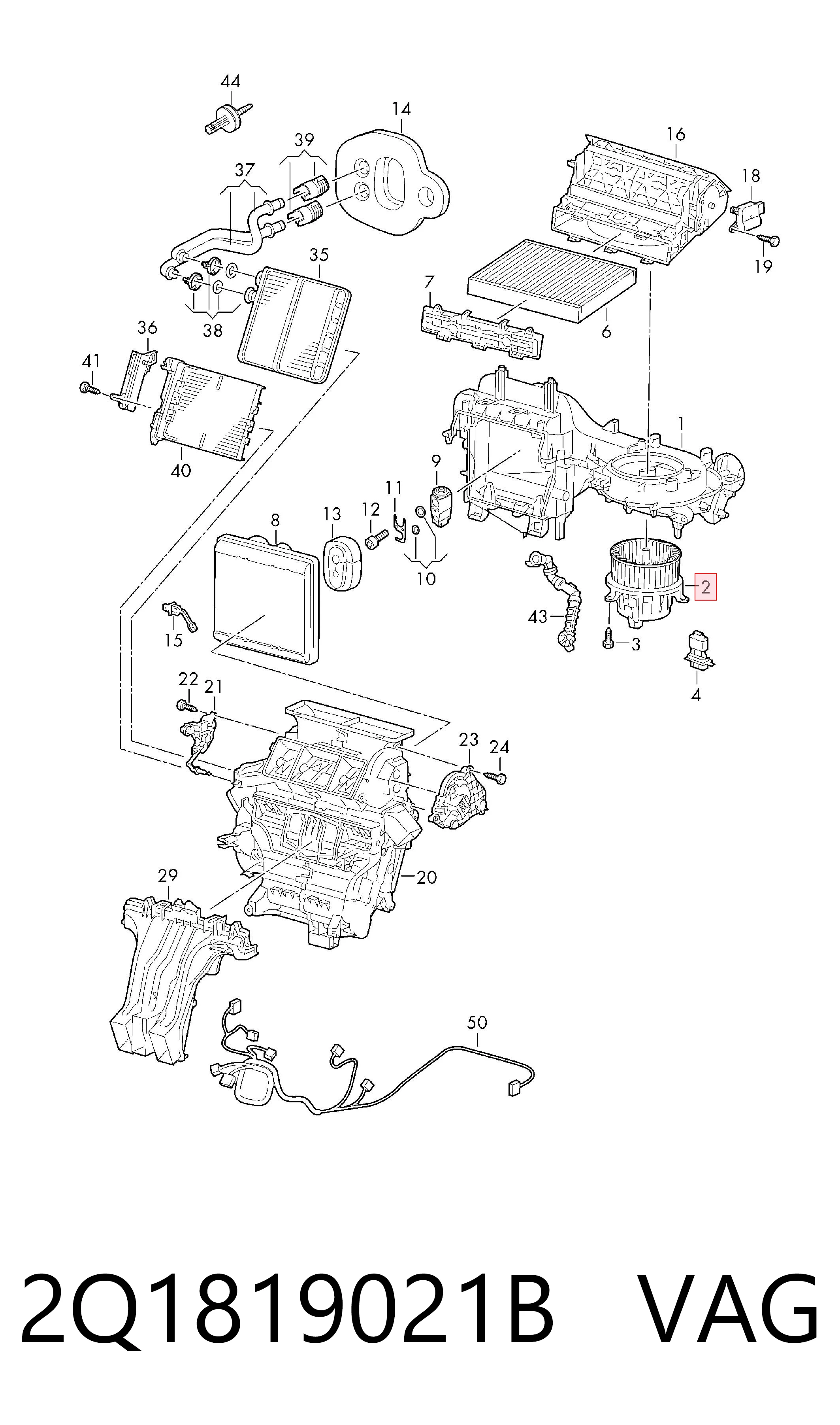 2Q1819021B VAG Motor de ventilador de forno (de aquecedor de salão)