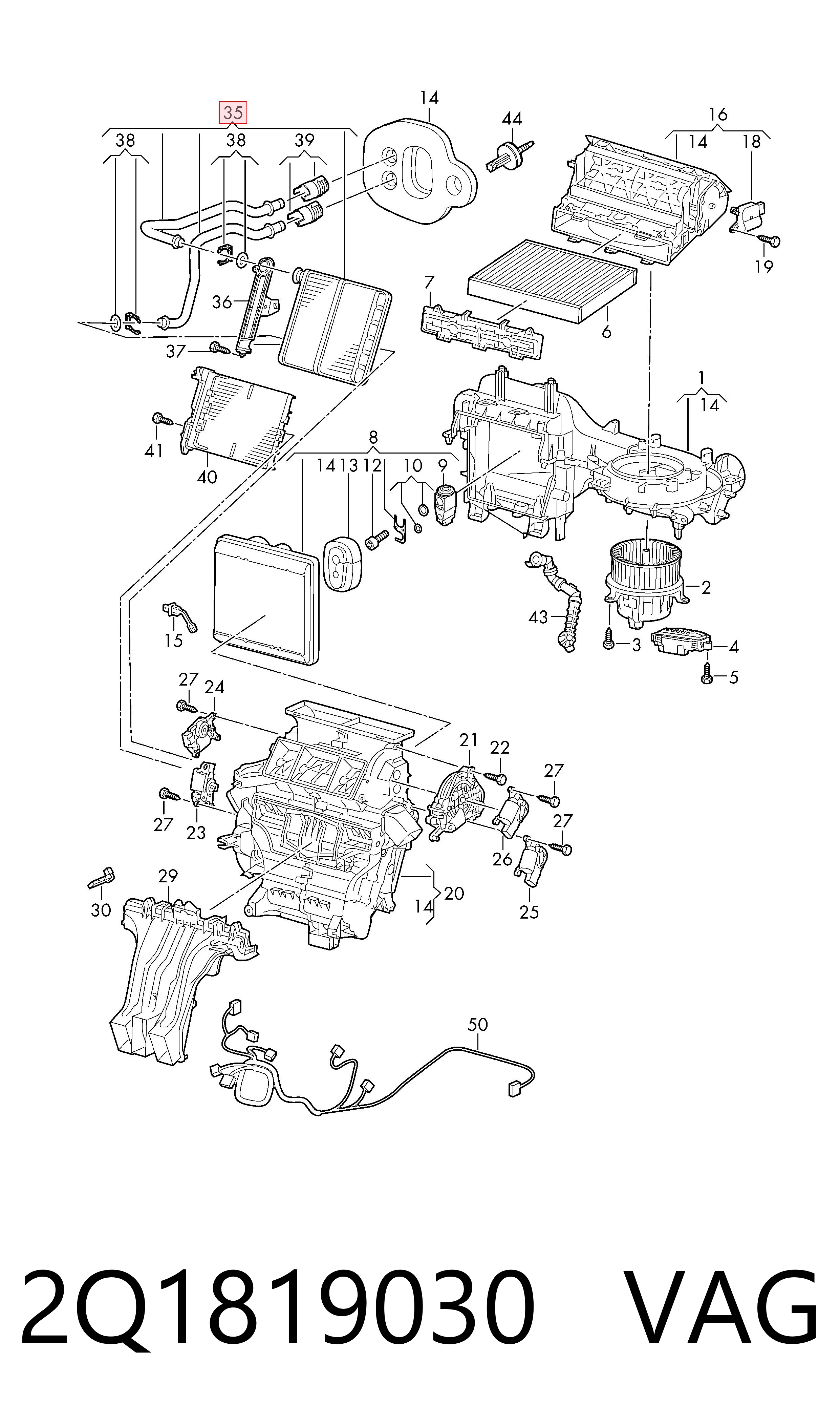 2Q1819030 VAG Radiador de forno (de aquecedor)