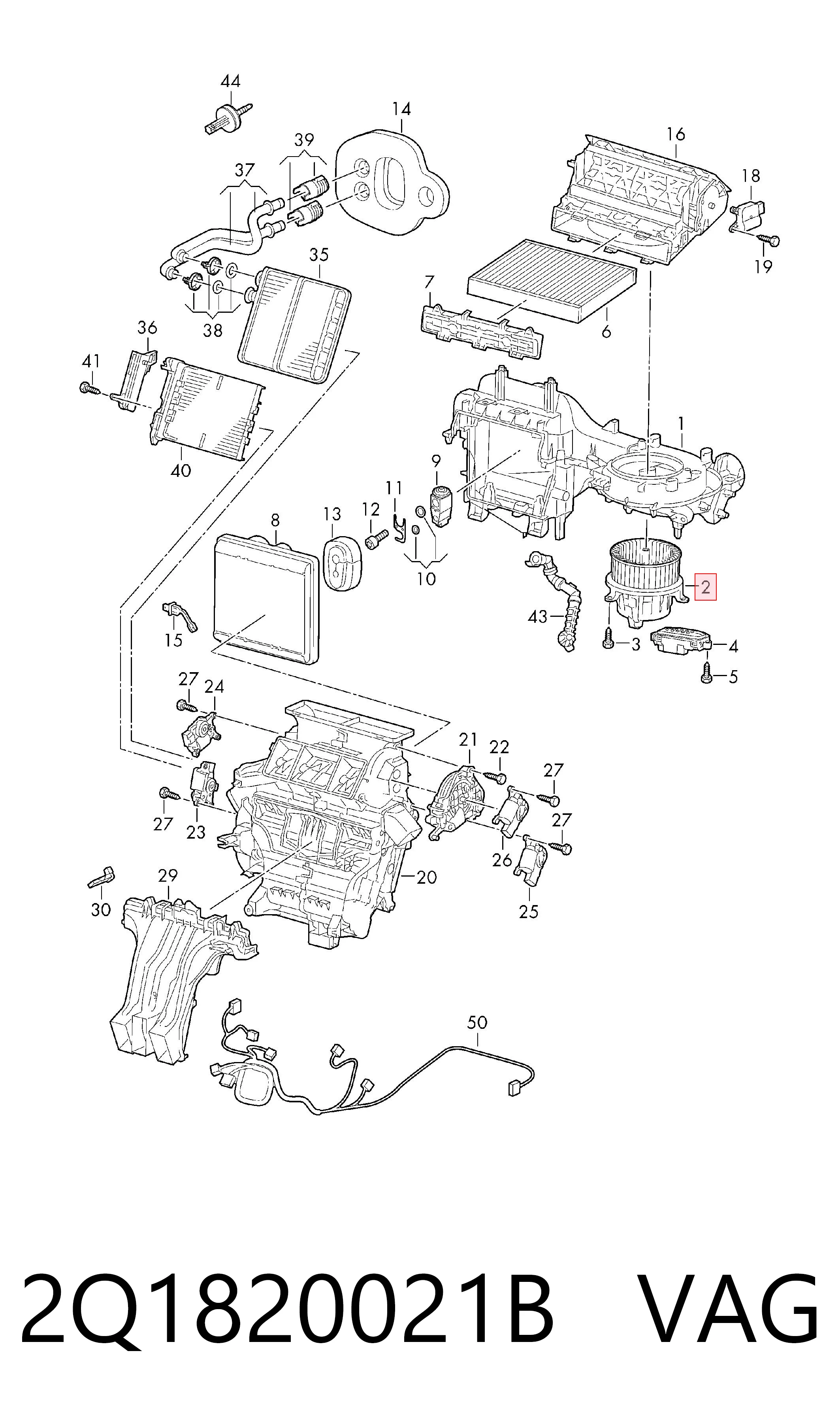 2Q1820021B VAG Motor de ventilador de forno (de aquecedor de salão)
