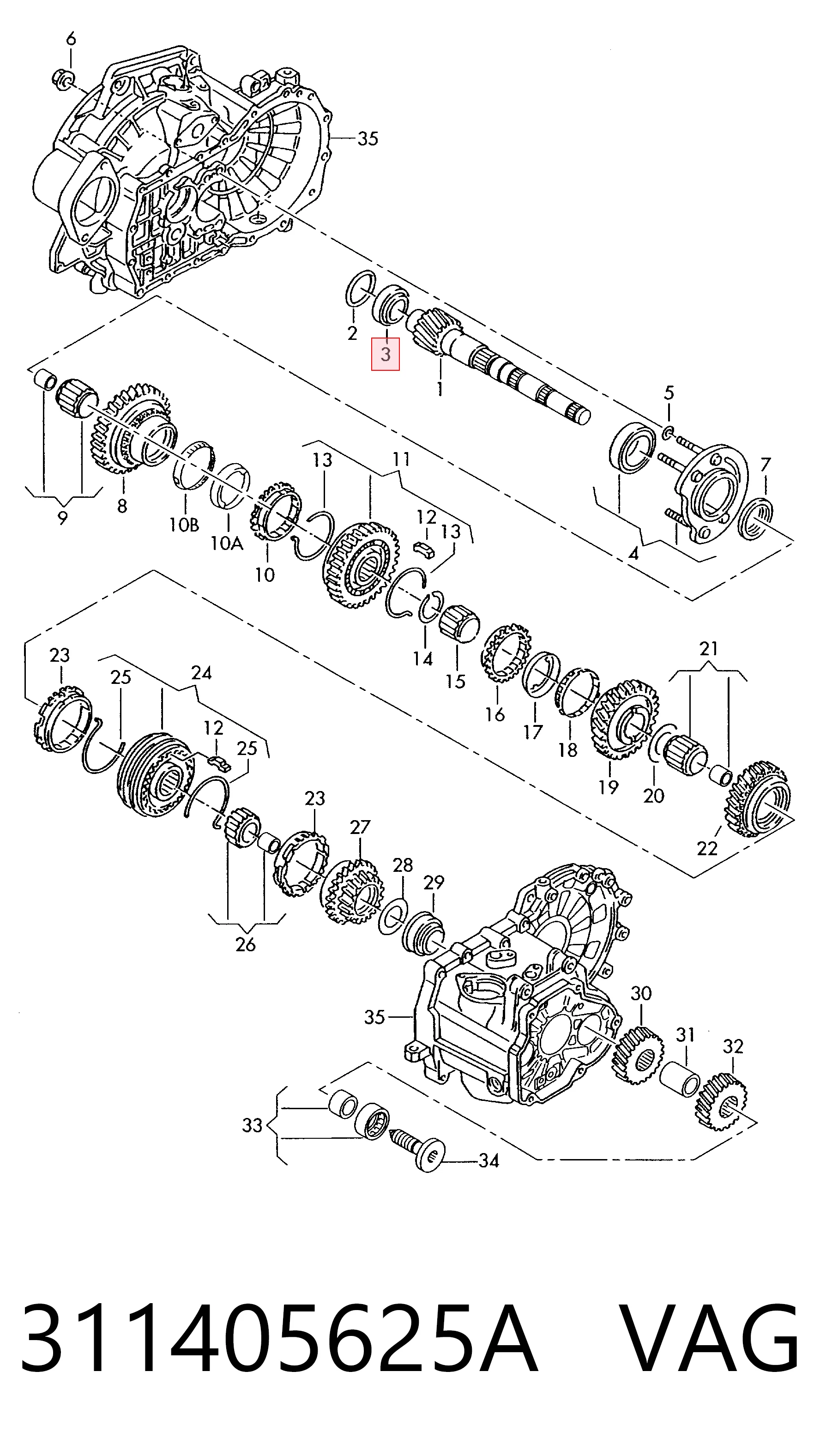 Rolamento interno de cubo traseiro para Audi 80 89, 89Q, 8A