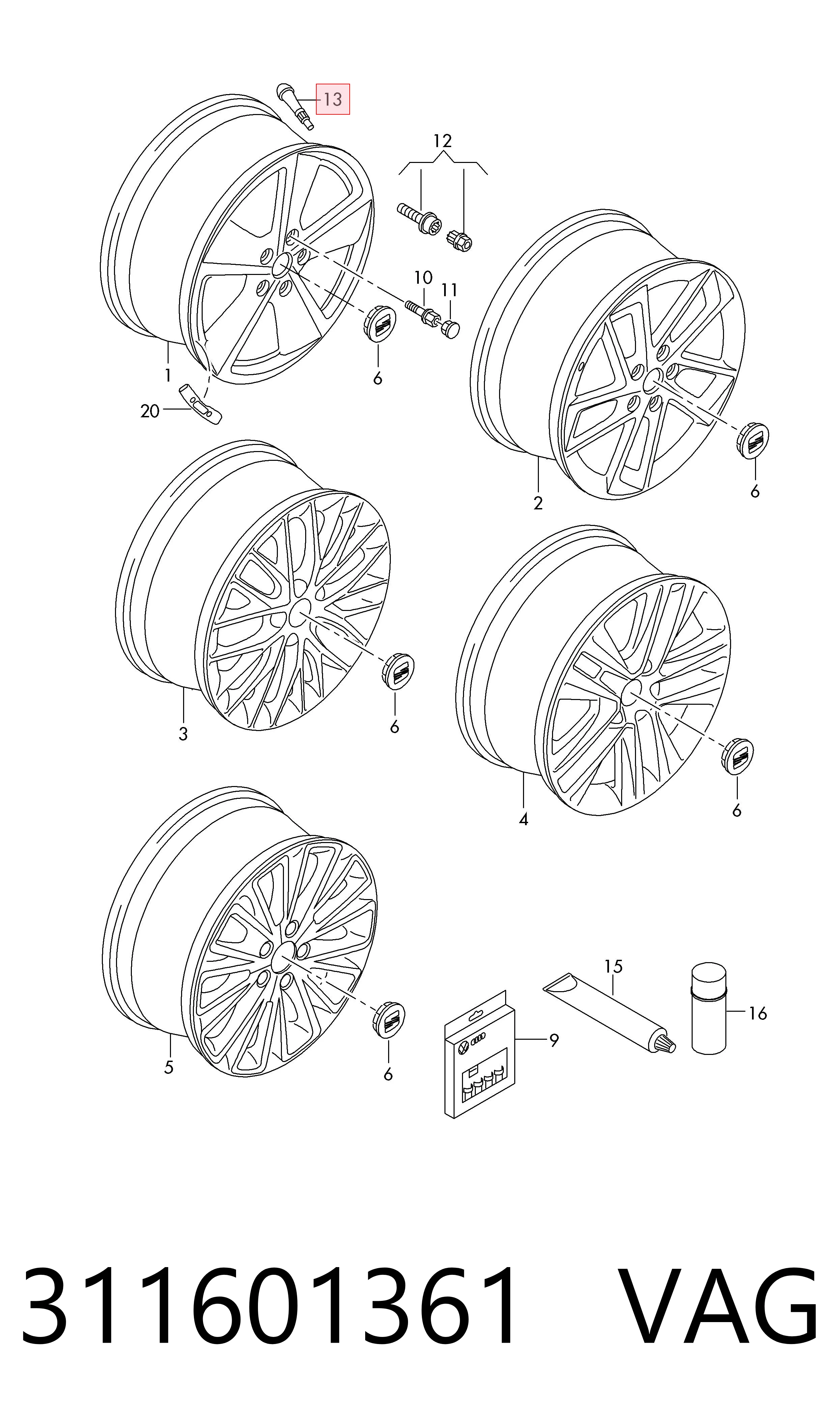 Válvula para a roda VAG 311601361 preço, a partir de 2,87 USD