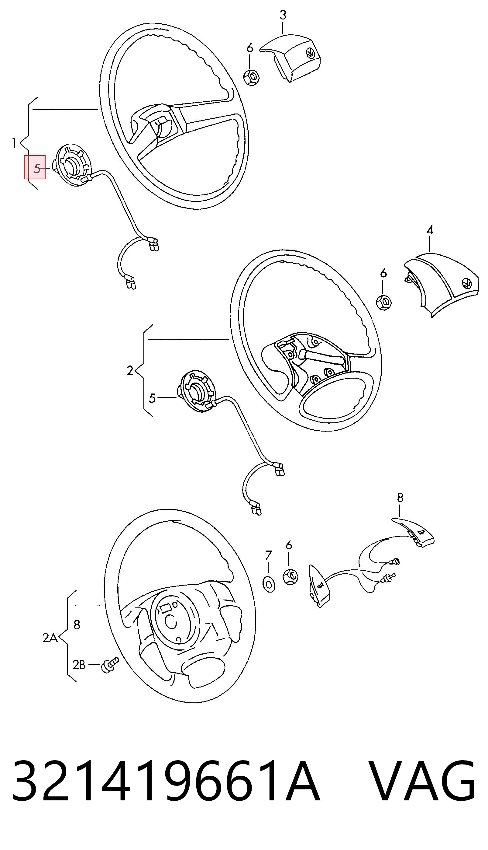 321419661A VAG Anel AIRBAG de contato, cabo plano do volante